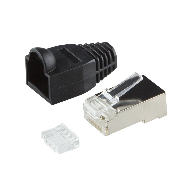 Logilink wtyki rj45 cat.6 100szt. ekranowane z osłoną, czarne-mp0022