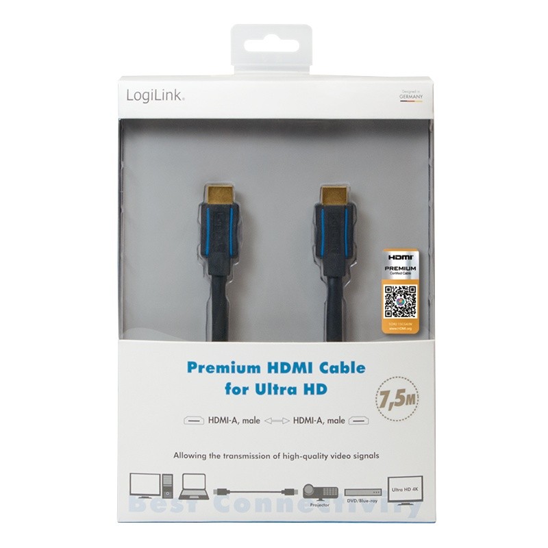 Hdmi laidas logilink hdmi ultra hd 7.5m