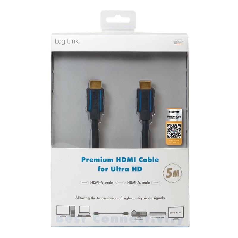 Hdmi laidas logilink hdmi ultra hd 5.0m