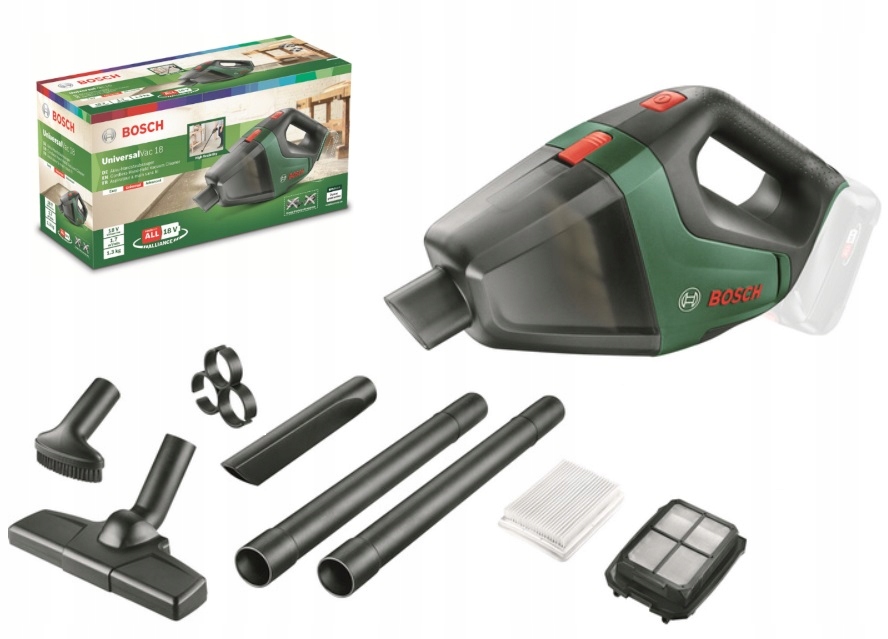 Akumuliatorinis dulkių siurblys Bosch Universal Vac 18; 18 V (be akumuliatoriaus ir pakrovėjo)
