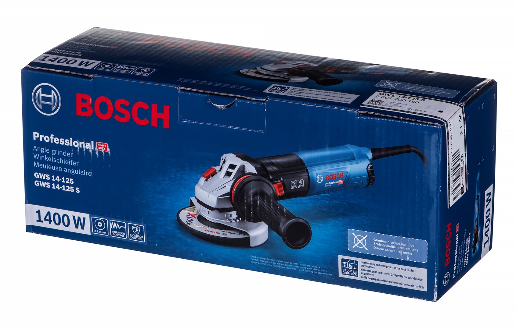 Elektrinis kampinis šlifuoklis Bosch GWS 14-125 S, 1400 W
