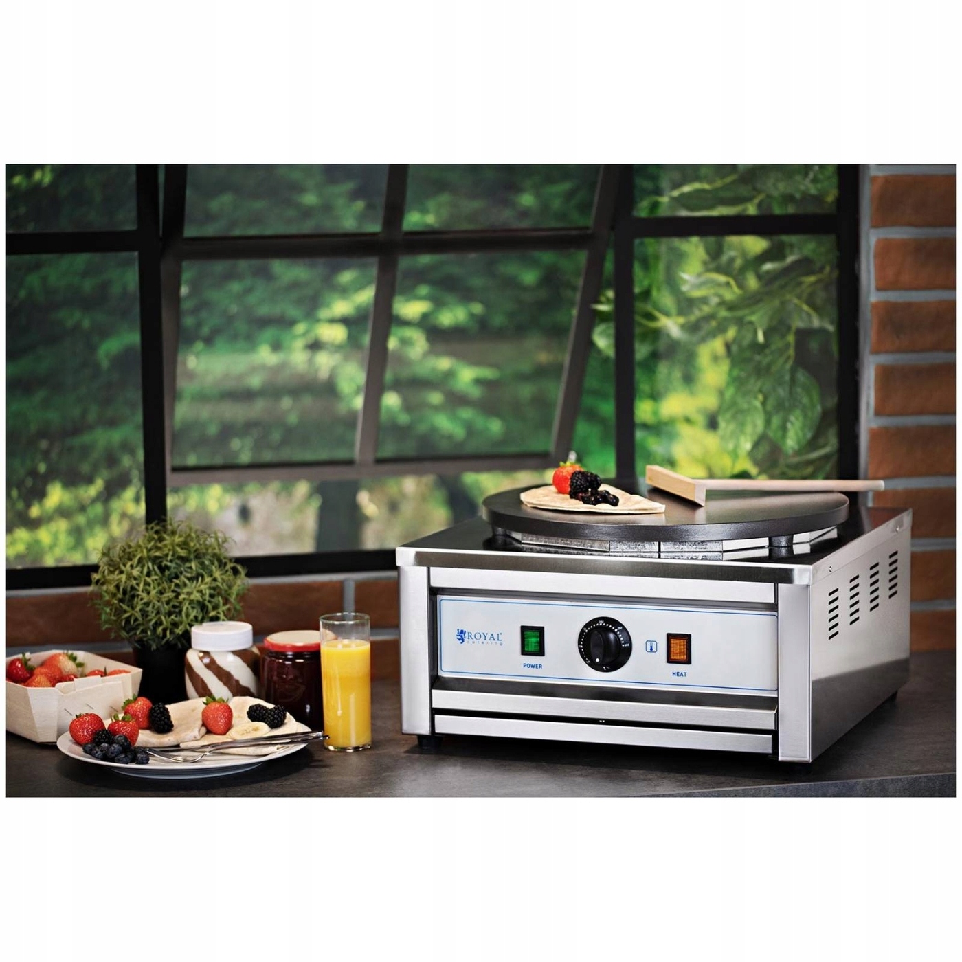 Elektrinė apvali blynų keptuvė 40 cm 3000 W, pilka