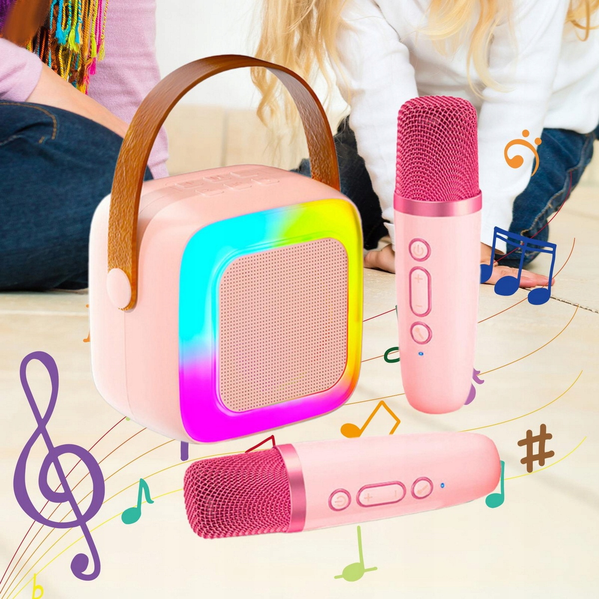 2 belaidžiai bluetooth mikrofonai, garsiakalbis