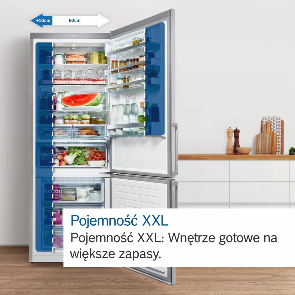 Laisvai pastatomas, šaldytuvas su šaldikliu apačioje bosch serie 4 kgn492idf, automatinis atitirpinimas
