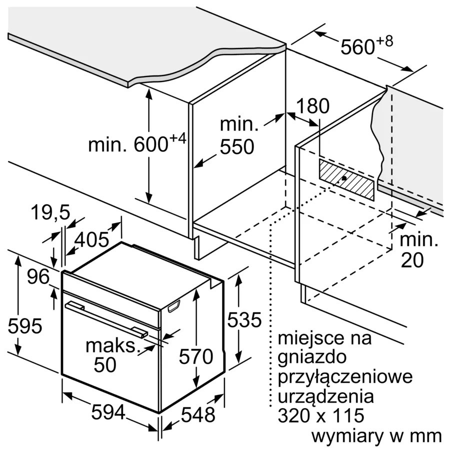 Orkaitė bosch serija 4 hba514bb3