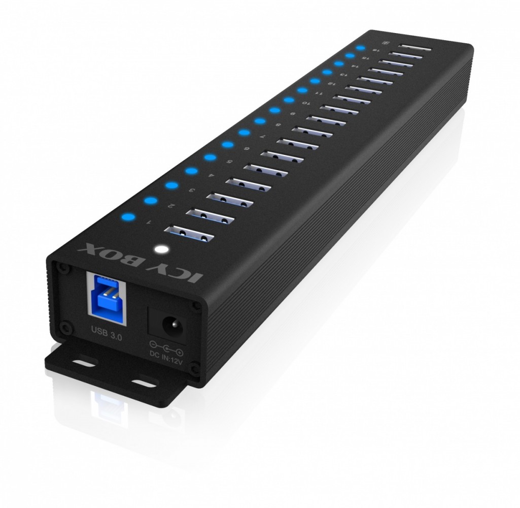 Hub 16+1 port usb icybox 16x usb; 1x usb laden usb3.2 gen1 retail