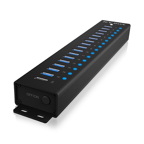 Hub 16+1 port usb icybox 16x usb; 1x usb laden usb3.2 gen1 retail