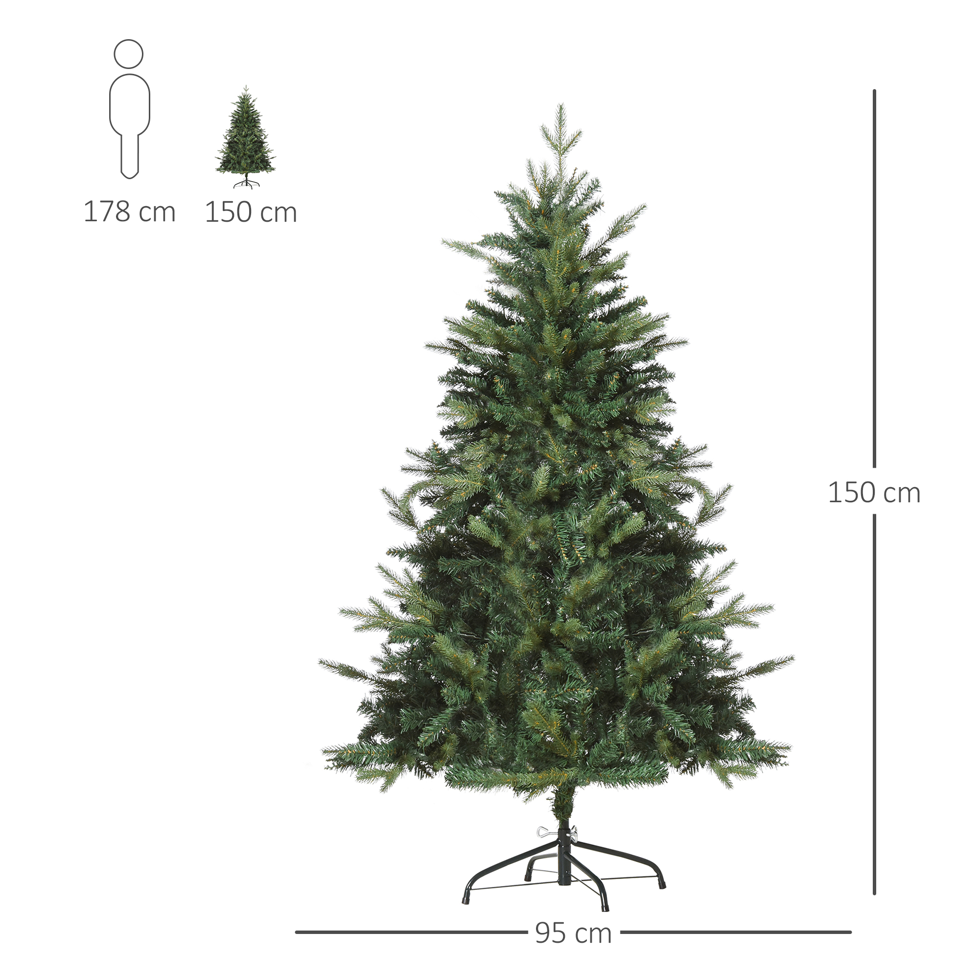 Dirbtinė kalėdinė eglutė su 946 šakelių galiukais, žalia, 150 cm 2