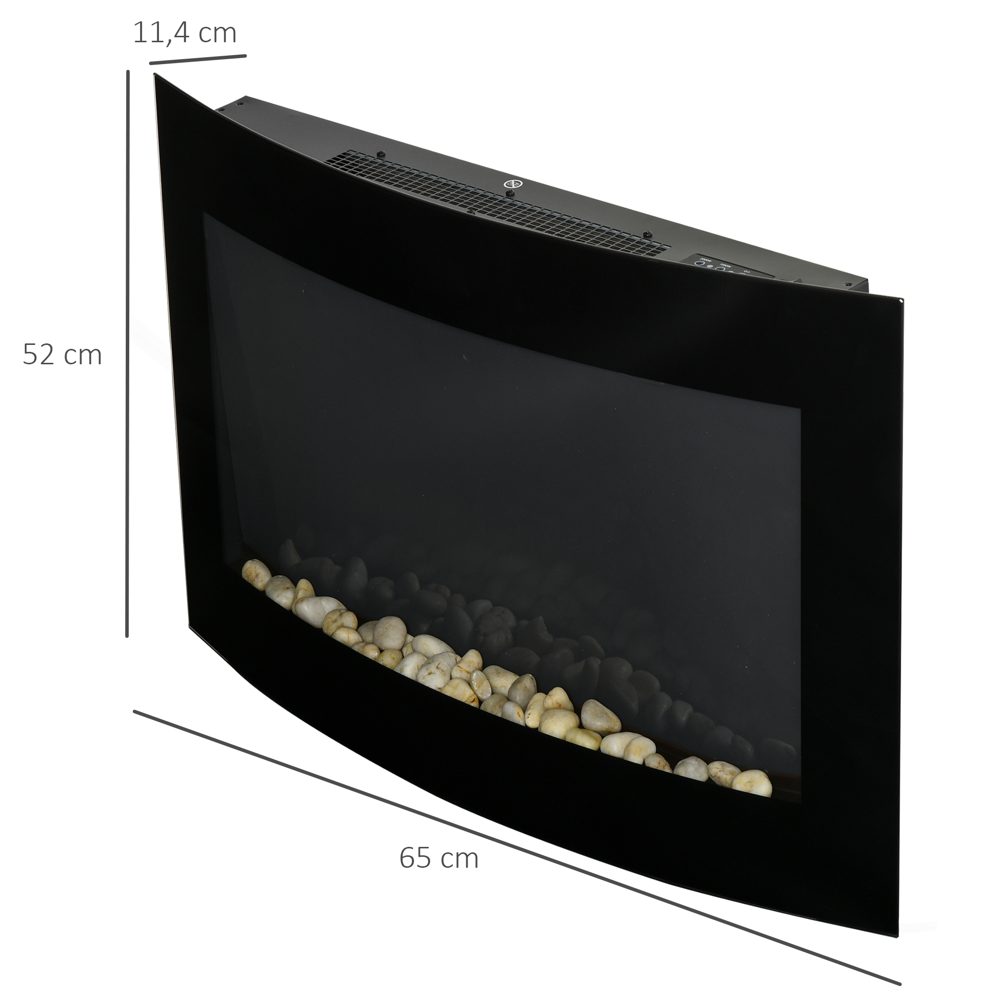 Elektrinis židinys su 7 spalvų LED liepsna ir nuotolinio valdymo pultu, juodas, 65 x 11,4 x 52 cm 2