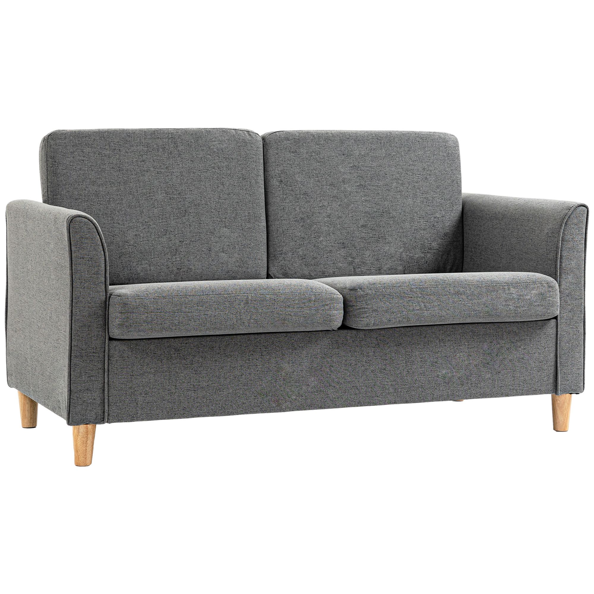 Dvivietė sofa su medinėmis kojelėmis, pilka, 141 x 70 x 78 cm