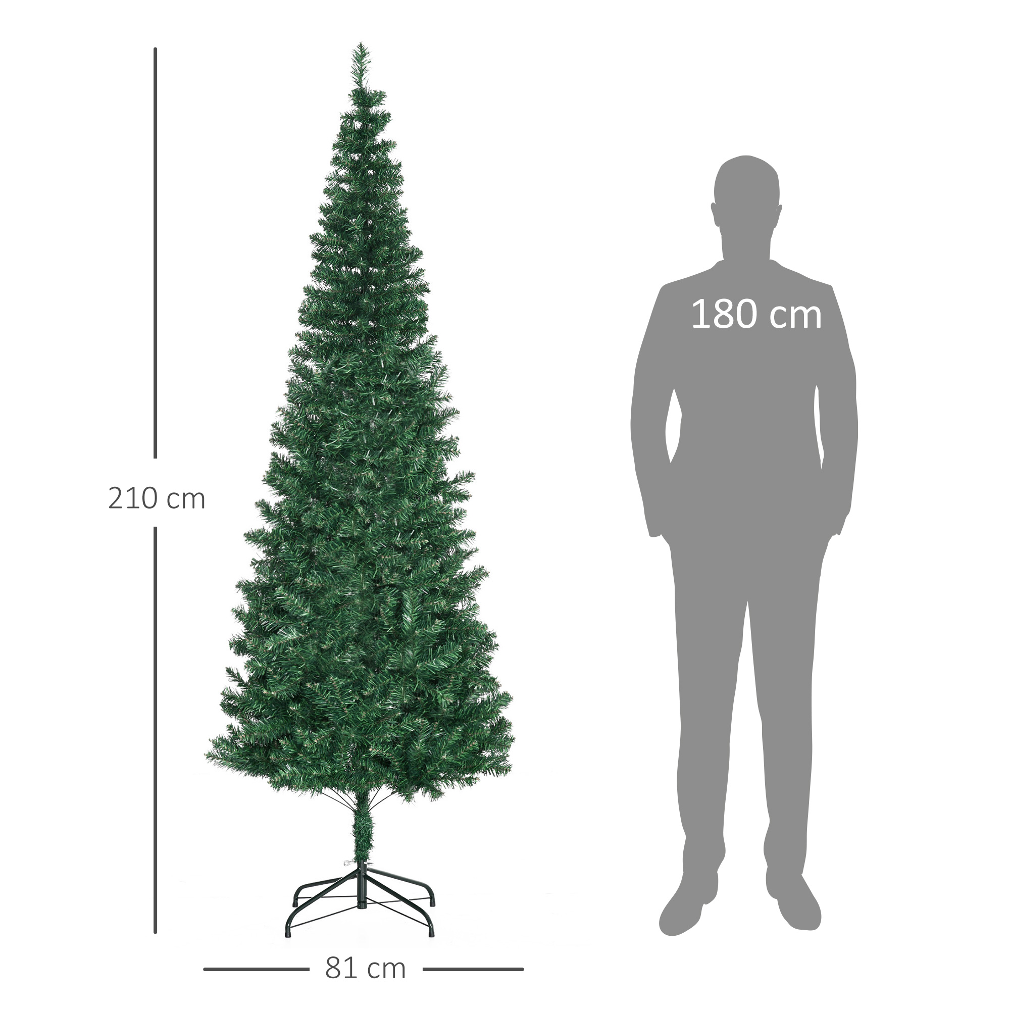 Dirbtinė kalėdinė eglutė su sulankstomu stovu, žalia, Ø 81 × 210 cm 2