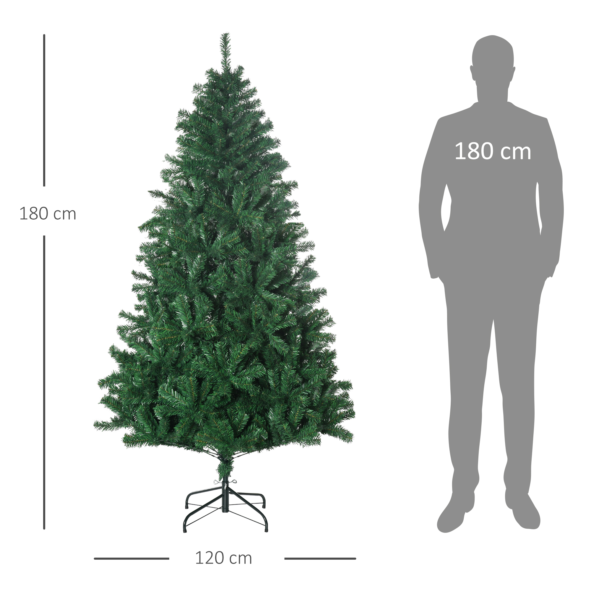 Dirbtinė kalėdinė eglutė su 1000 šakelių galiukų ir metaliniu stovu, žalia, Ø 120 × 180 cm 2