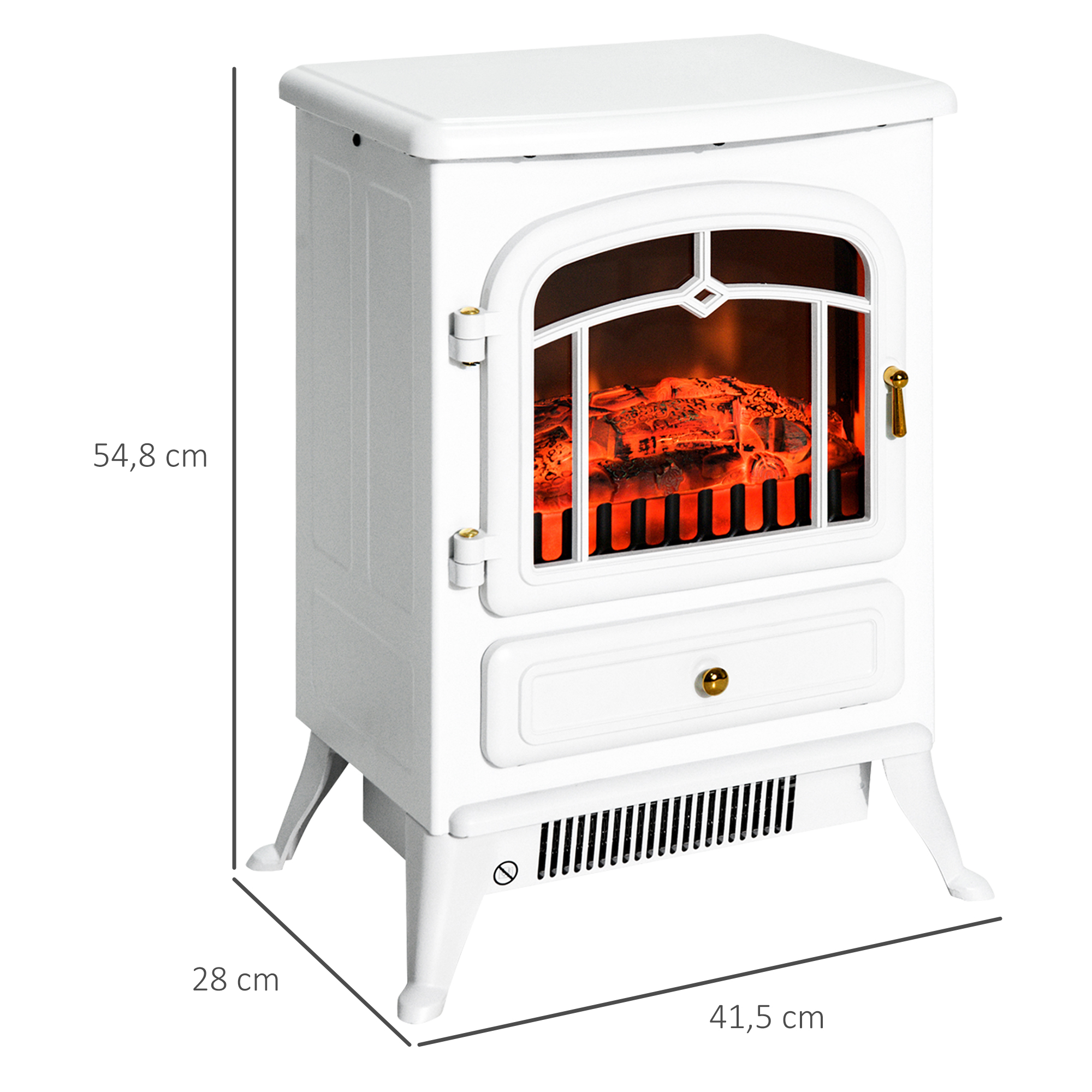 Elektrinis židinys 950/1850 W, baltas, 41,5 × 28 × 54,8 cm 2