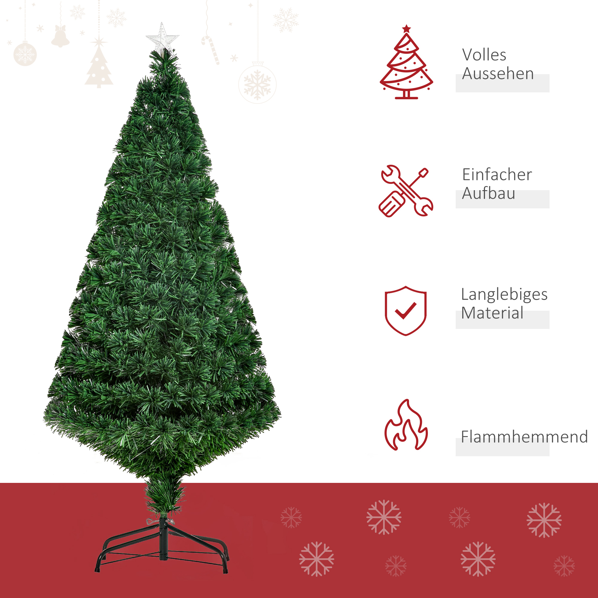 Kalėdinė eglutė su šviesolaidiniu LED apšvietimu, žalia, Ø 60 × 120 cm 3