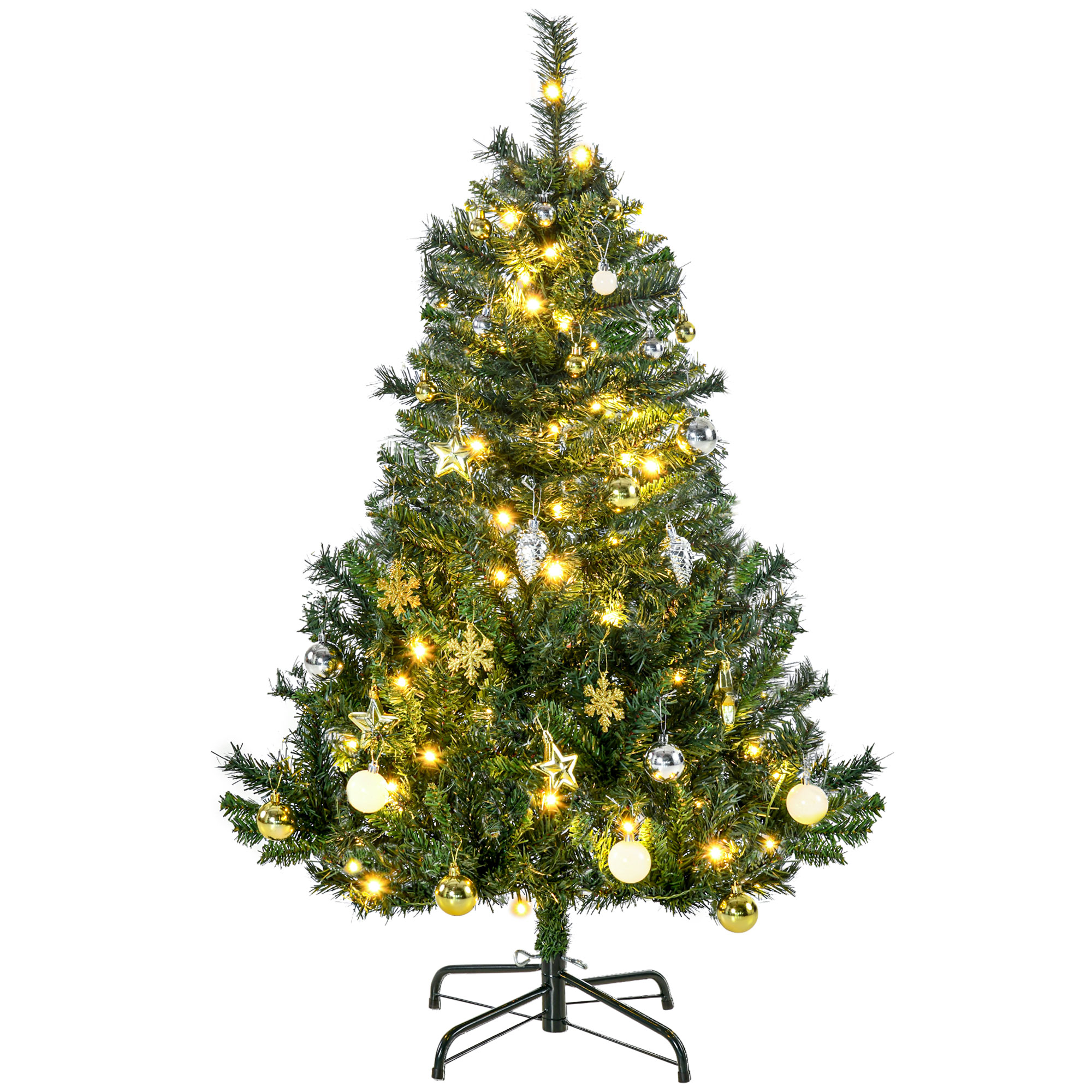 Dirbtinė kalėdinė eglutė su 80 šiltai baltų LED, 307 šakelių galiukais, žalia, Ø75 × 120 cm