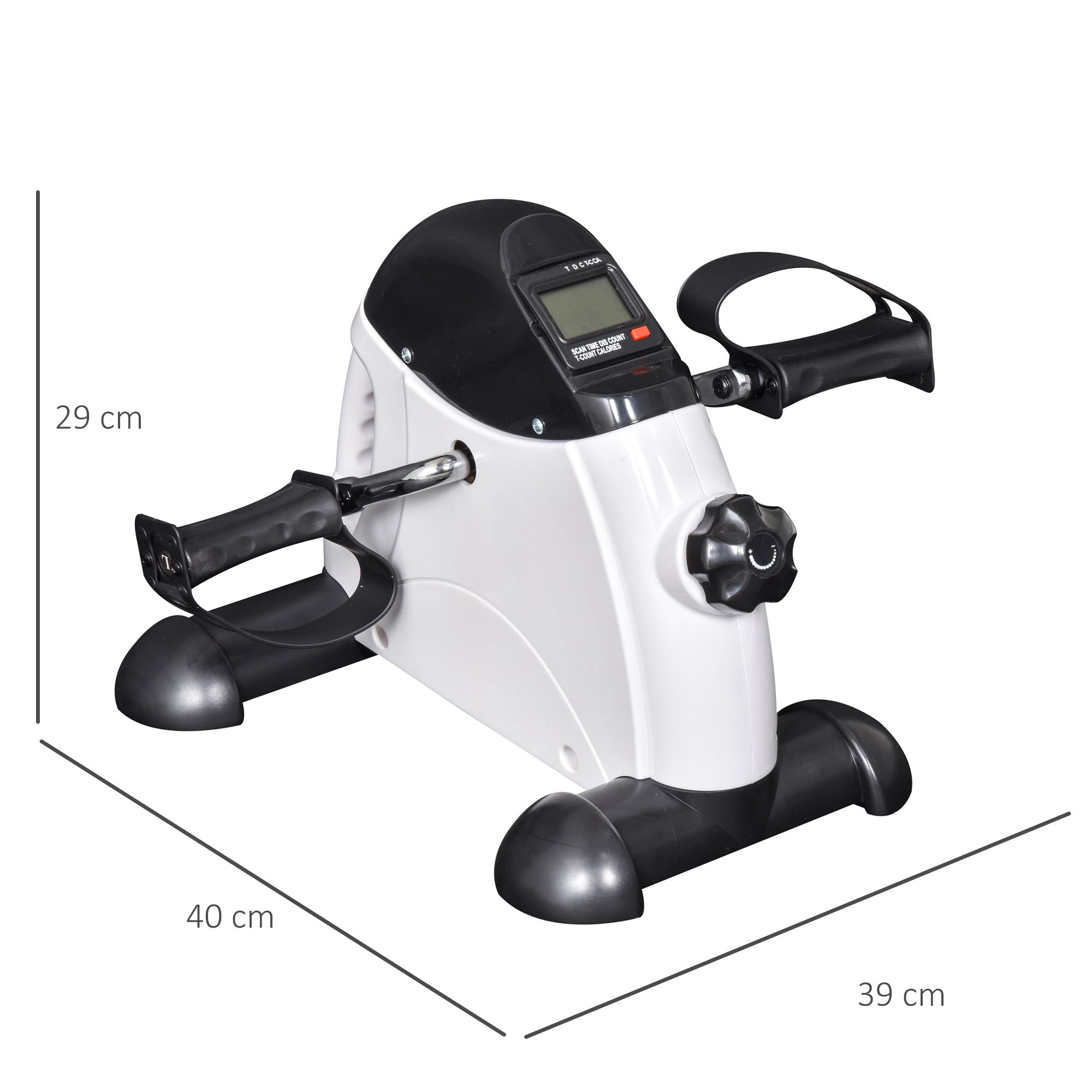 Pedalų treniruoklis su LCD ekranu ir reguliuojamu pasipriešinimu, baltas, 40 × 39 × 29 cm 2