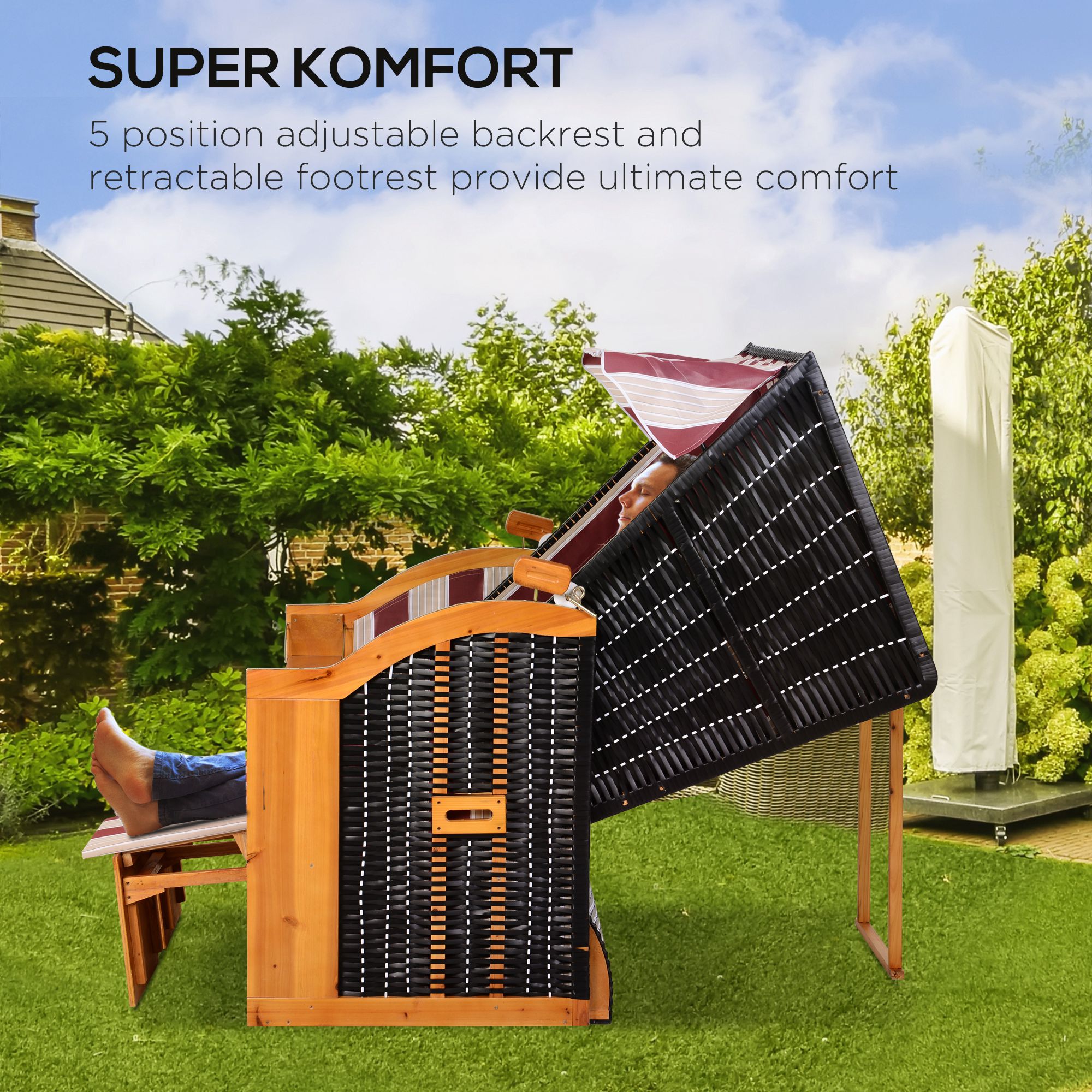 Paplūdimio kėdė 2 vietų raudona/balta 3