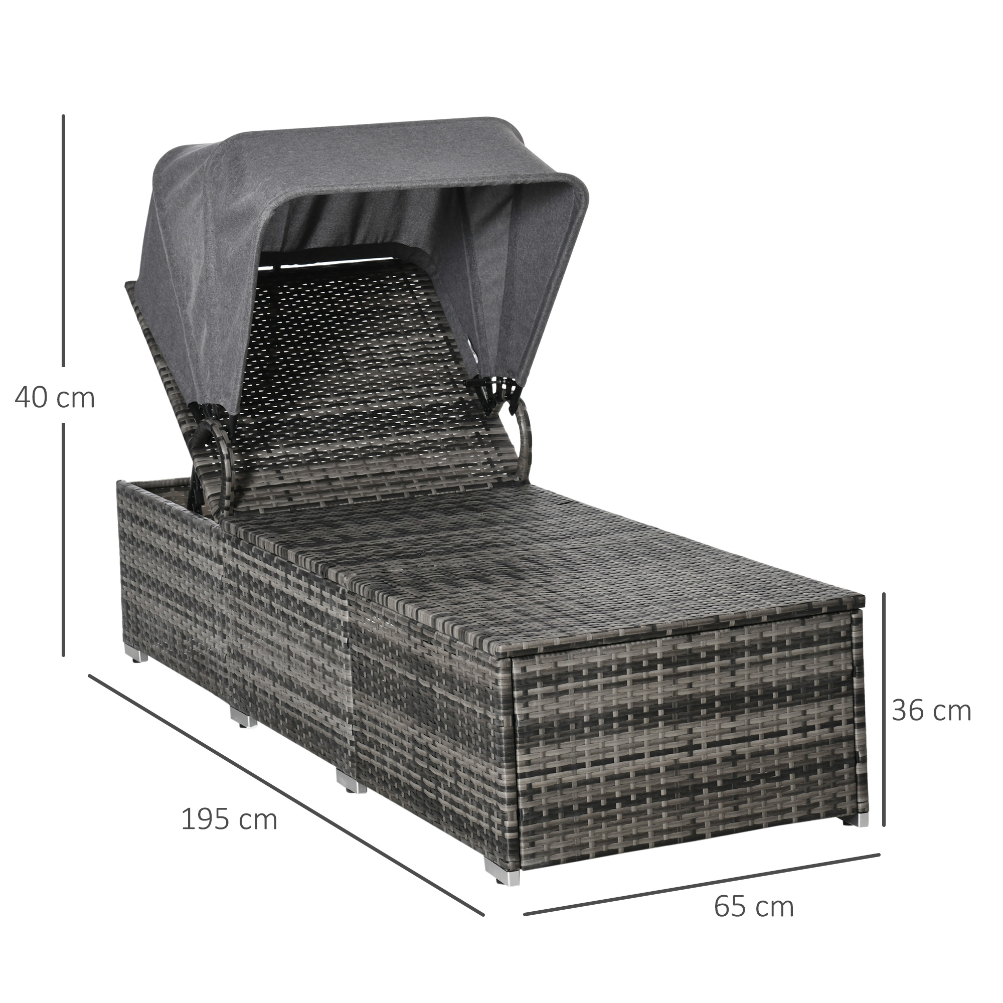 Saulės gultas 195 × 65 × 40 cm 2
