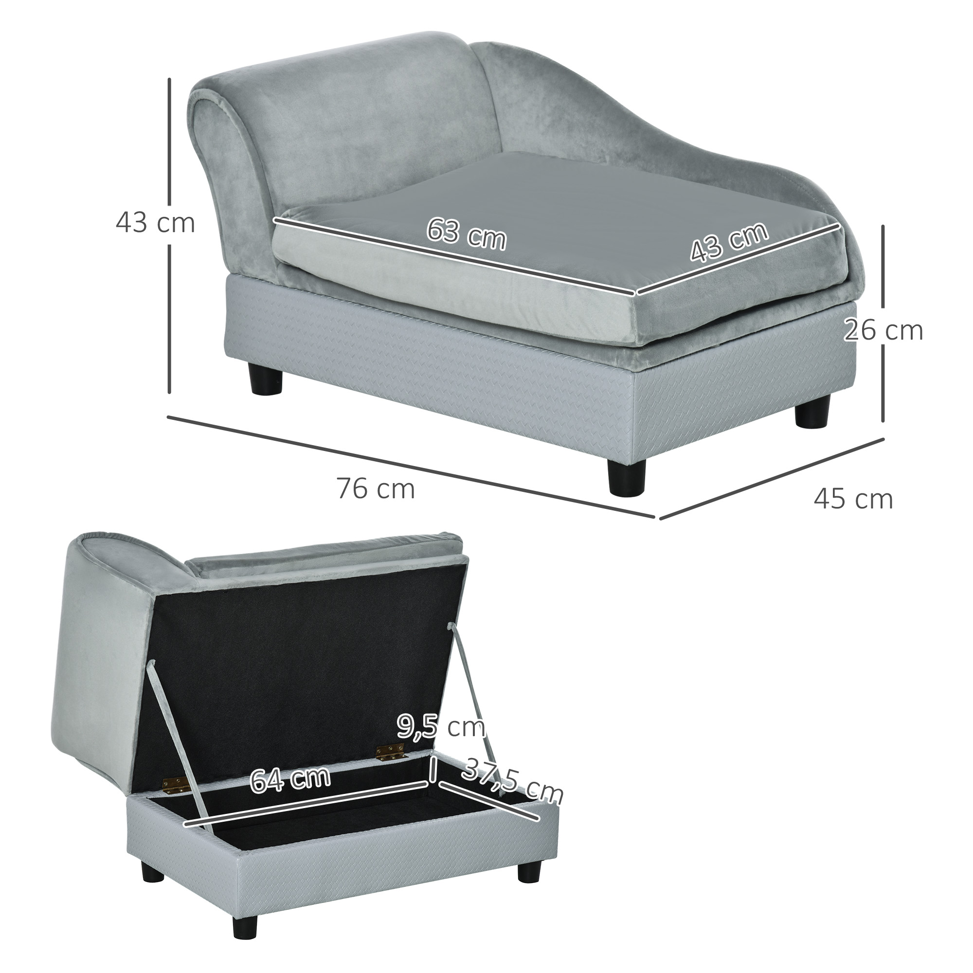 Gyvūnų sofa 76 × 45 × 43 cm 2