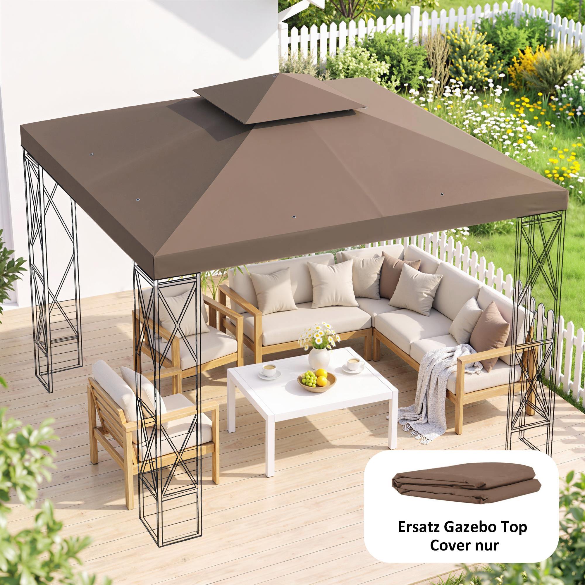 Pavėsinės pakaitinis stogas, dviejų lygių, kavos spalvos, 3 x 3 m 2