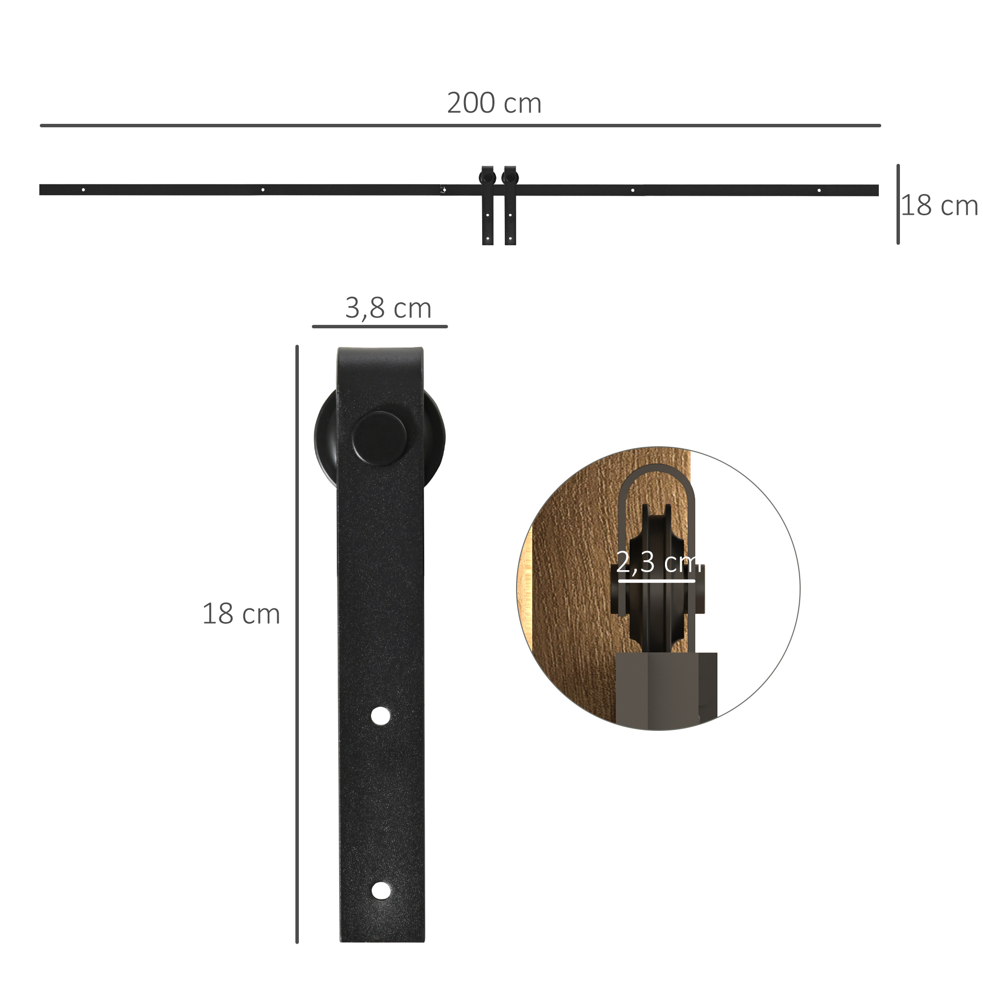 Stumdomų durų komplektas 200 cm 2
