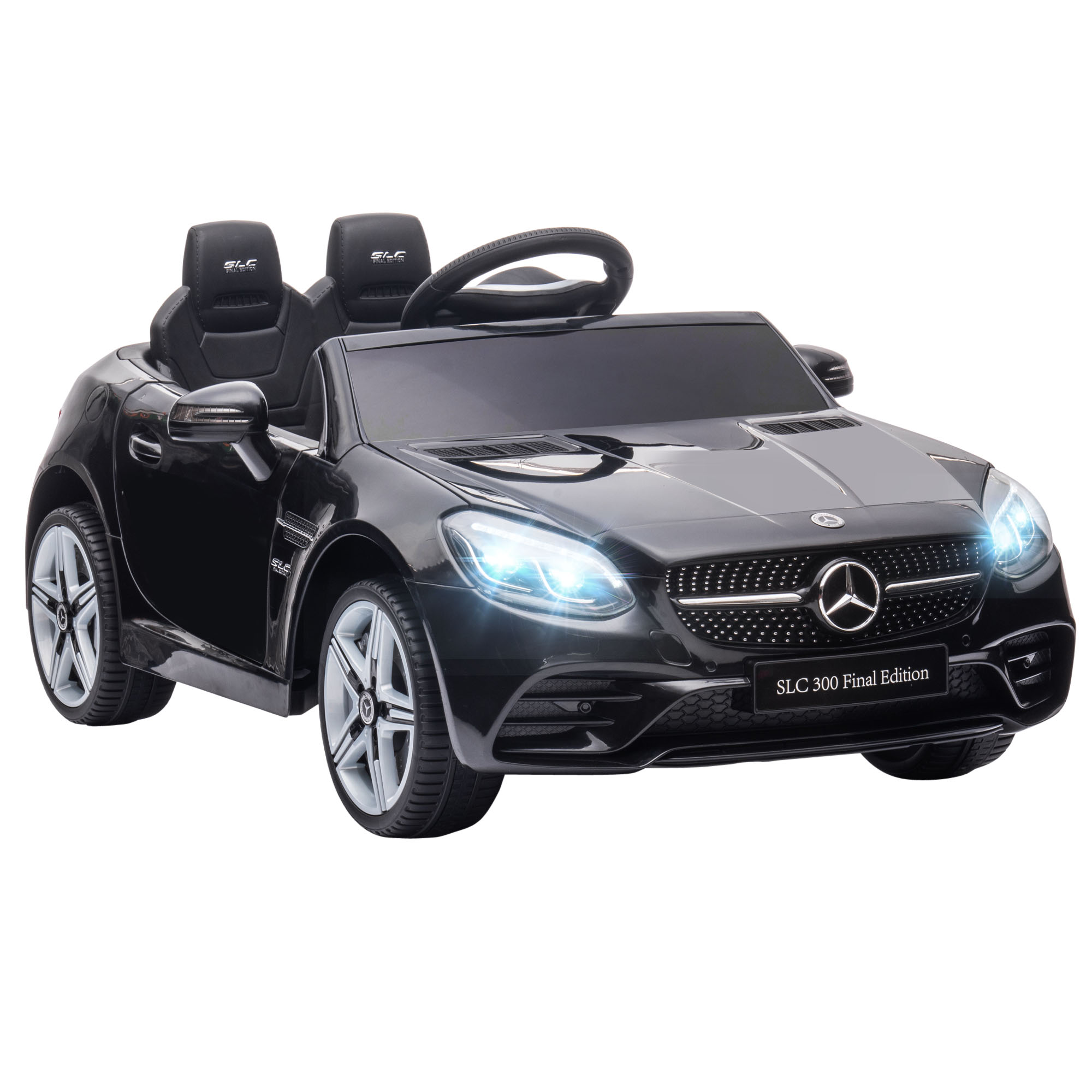 Vaikiškas elektromobilis su nuotoliniu valdymu ir LED žibintais, juodas, 107 x 62,5 x 44 cm