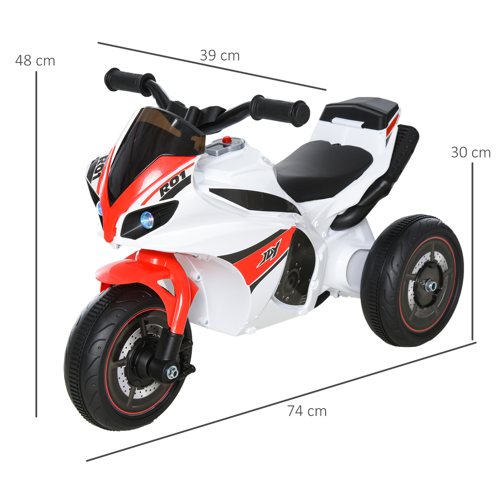 Vaikiškas motociklas baltas ir raudonas 2