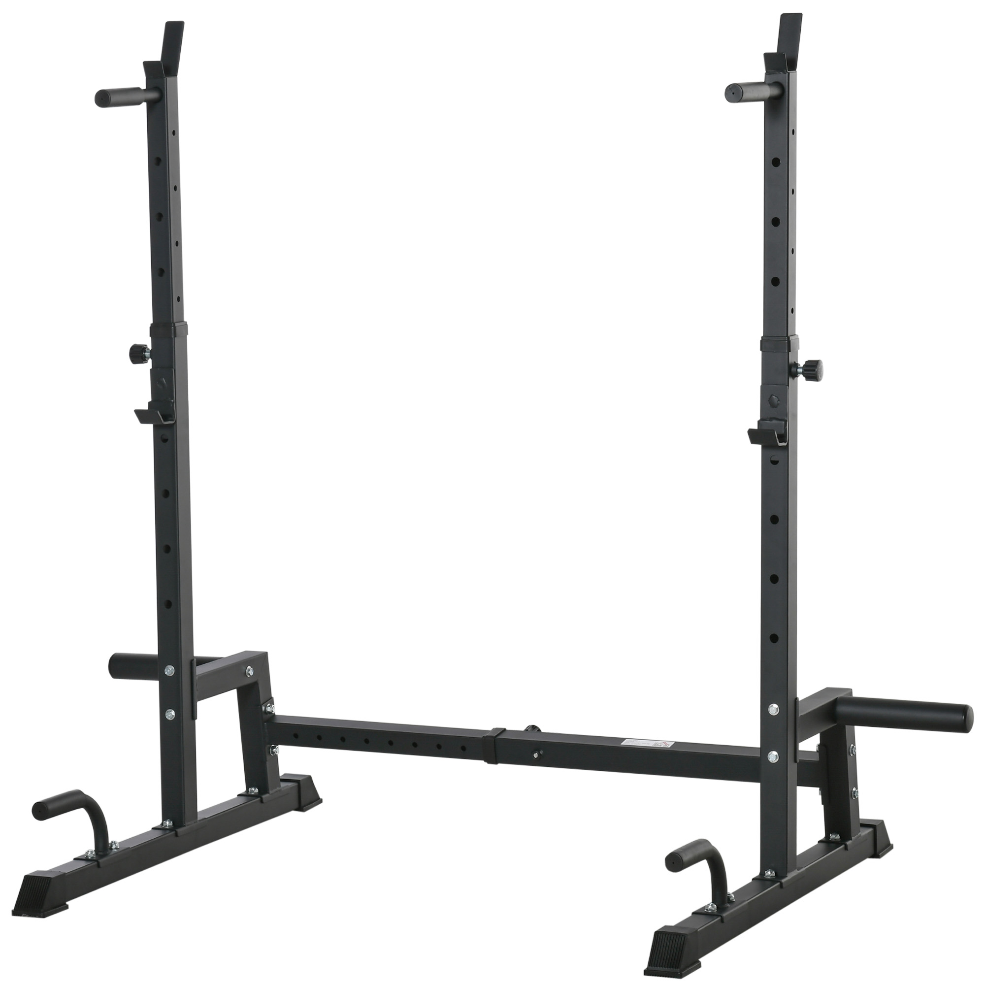 Stangas statīvs, regulējama augstuma, ar J formas āķiem, melns, 123–170 × 103 × 111–161 cm