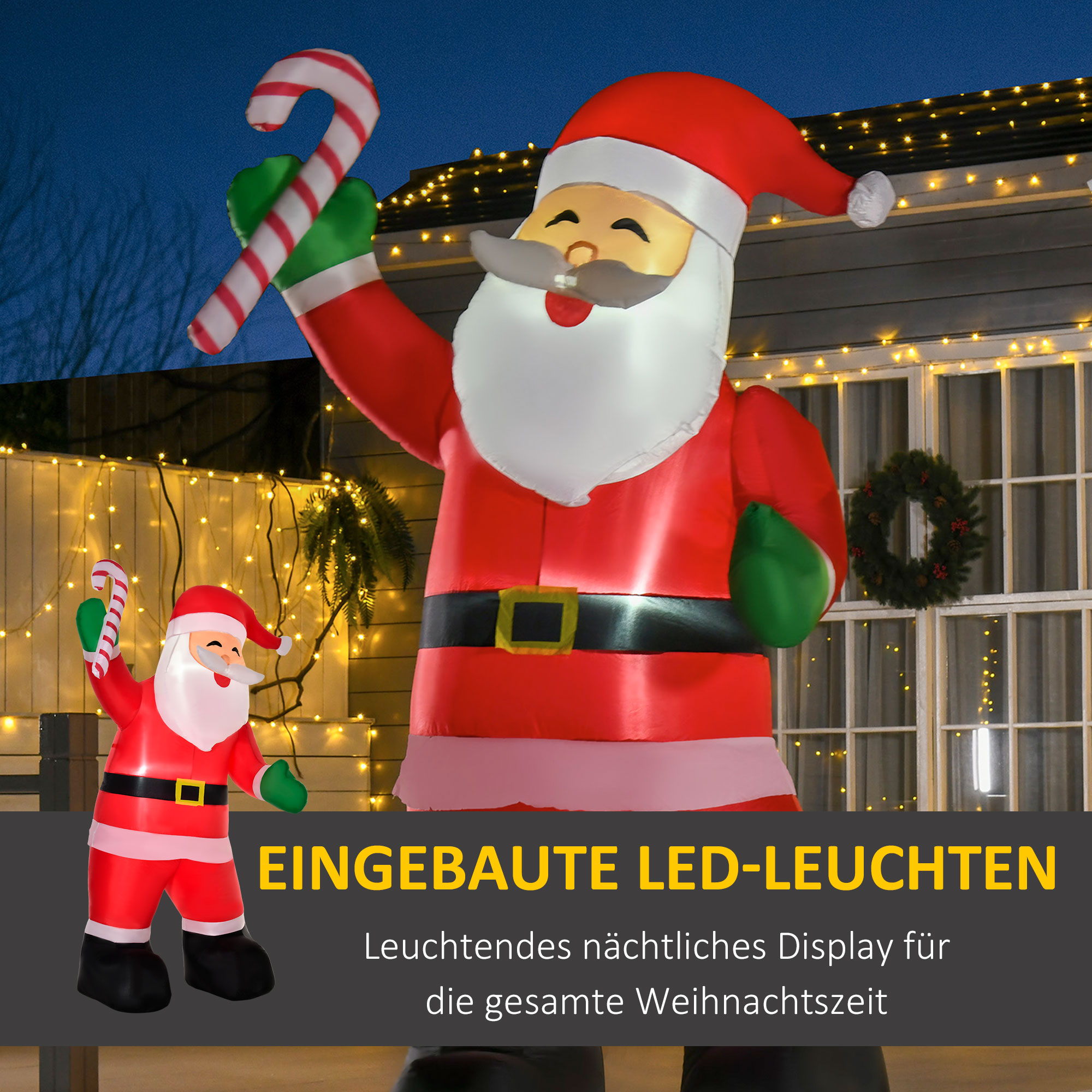 Pripučiama Kalėdų Senelio figūra su LED apšvietimu, 140 × 85 × 250 cm 3