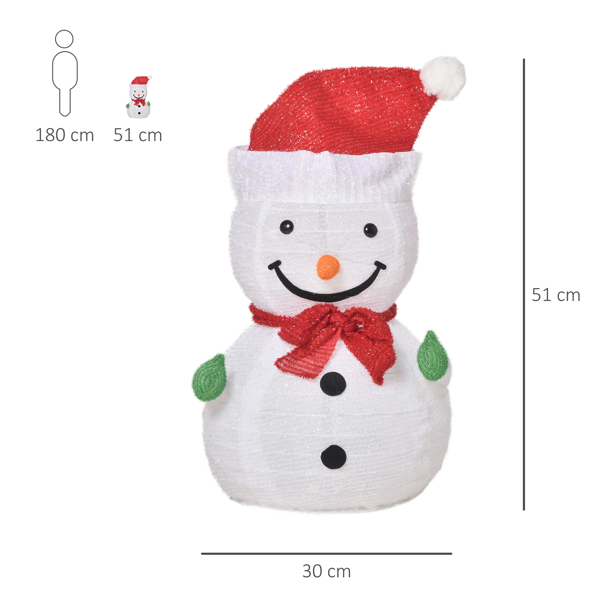 LED sniego senio dekoracija su 30 LED, žalia, raudona ir balta, Ø 30 × 51 cm 2