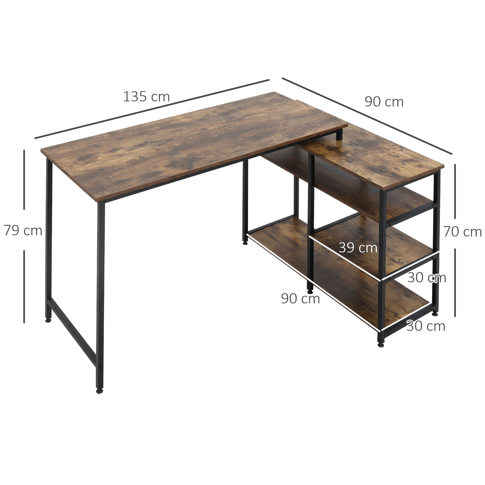 Kampinis rašomasis stalas 135 × 90 × 79 cm 2