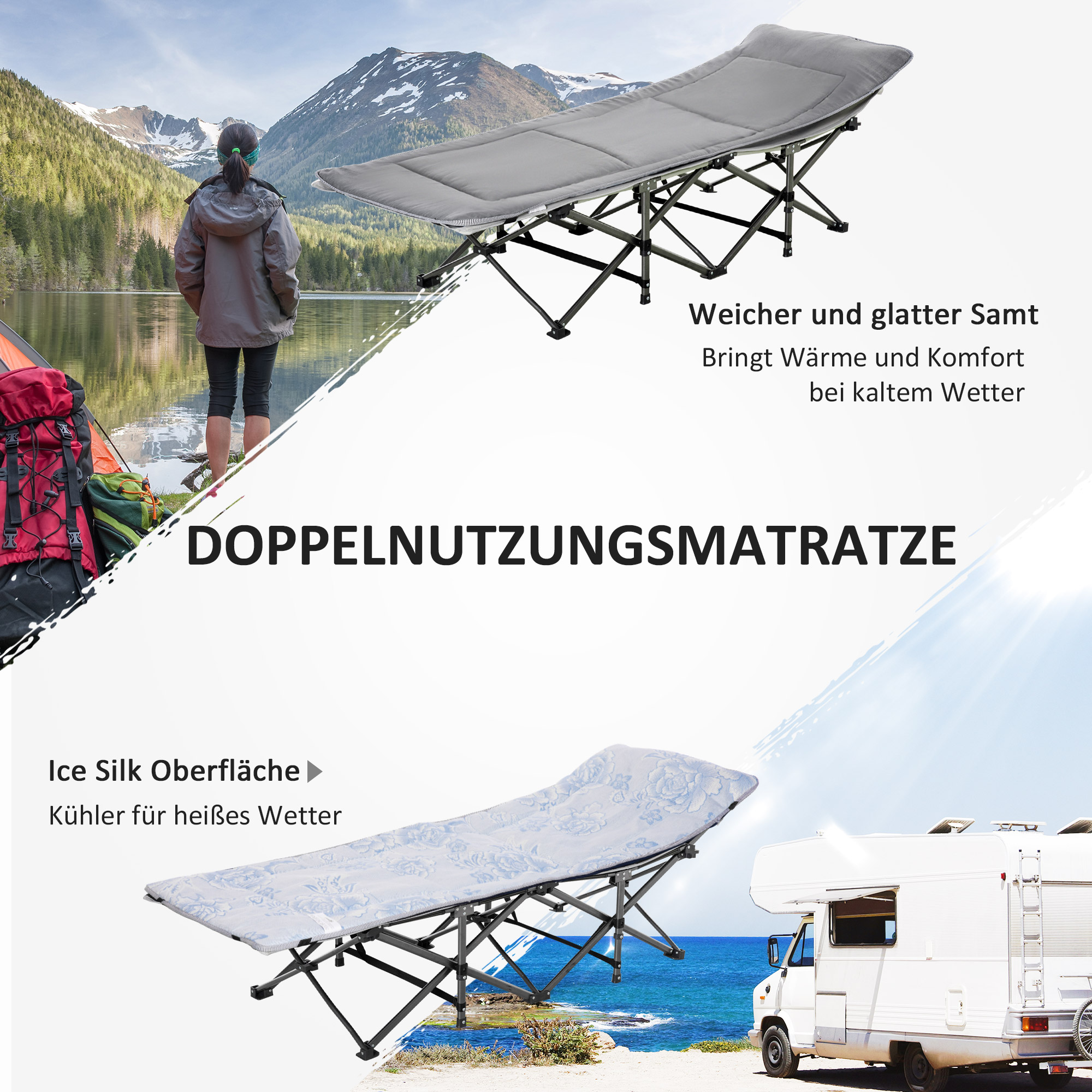 Stovyklavimo lova 188 × 64,5 × 53 cm 3