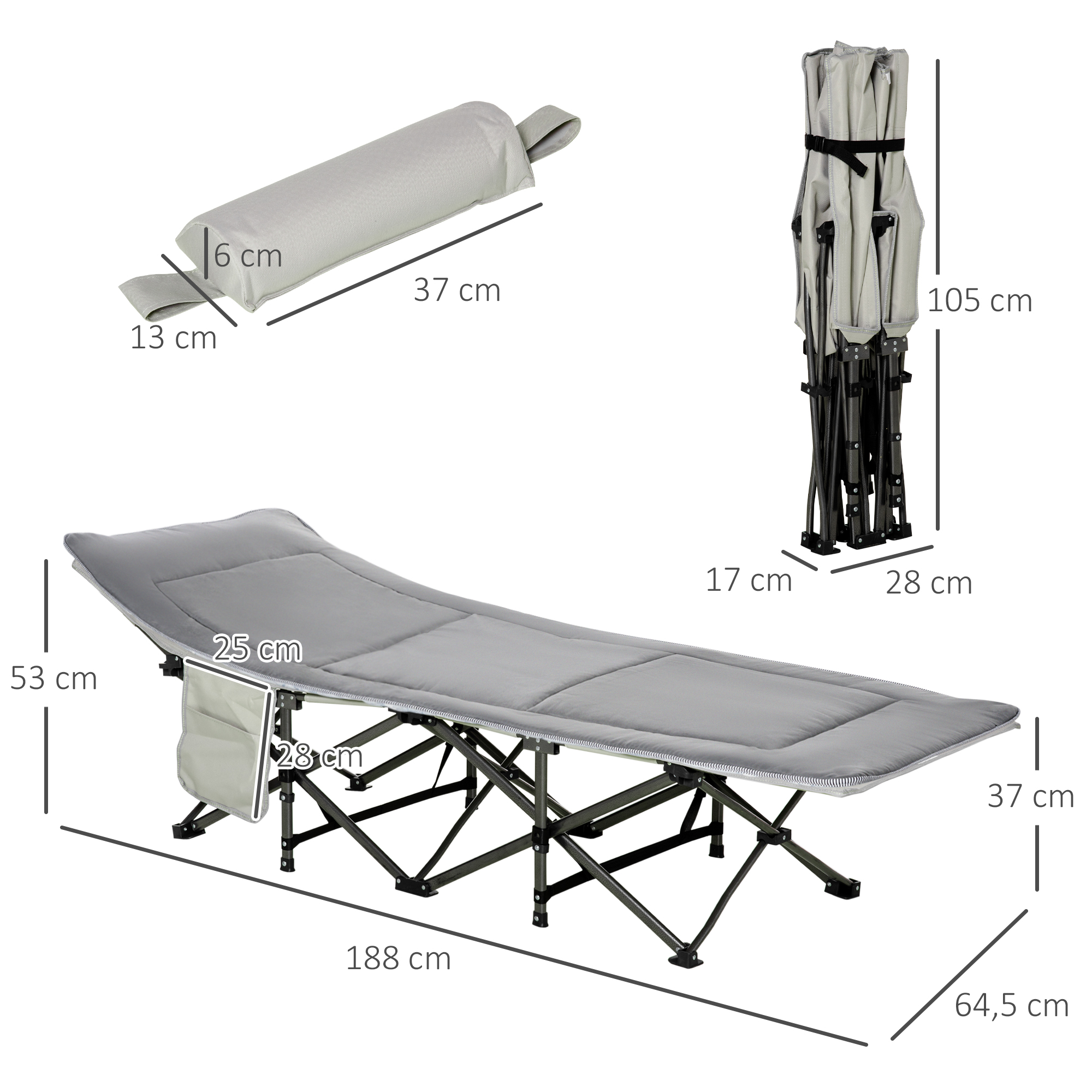 Stovyklavimo lova 188 × 64,5 × 53 cm 2