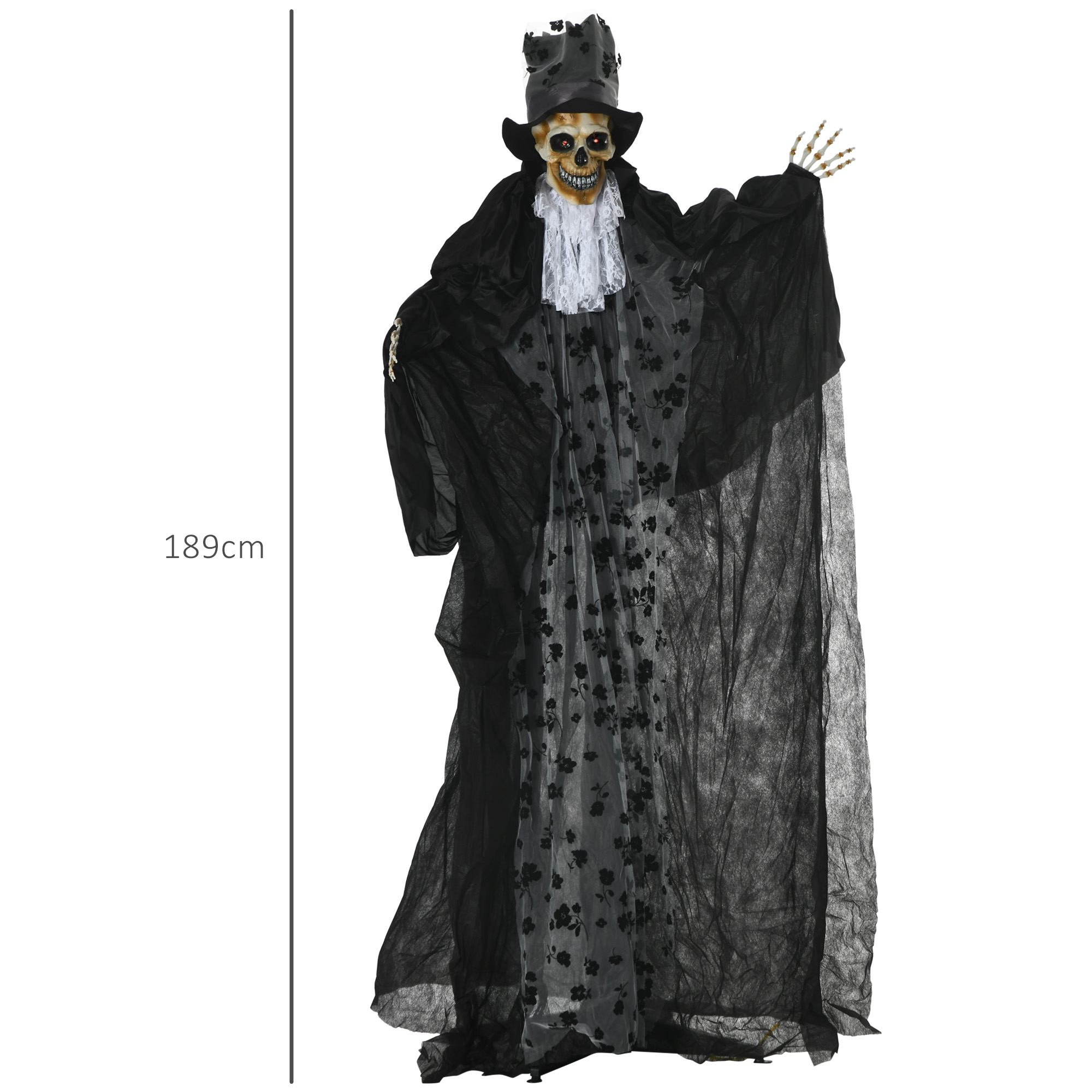 Helovīna dekorācija spoks līgavainis ar kustības sensoru, melns, 115 x 65 x 189 cm 2