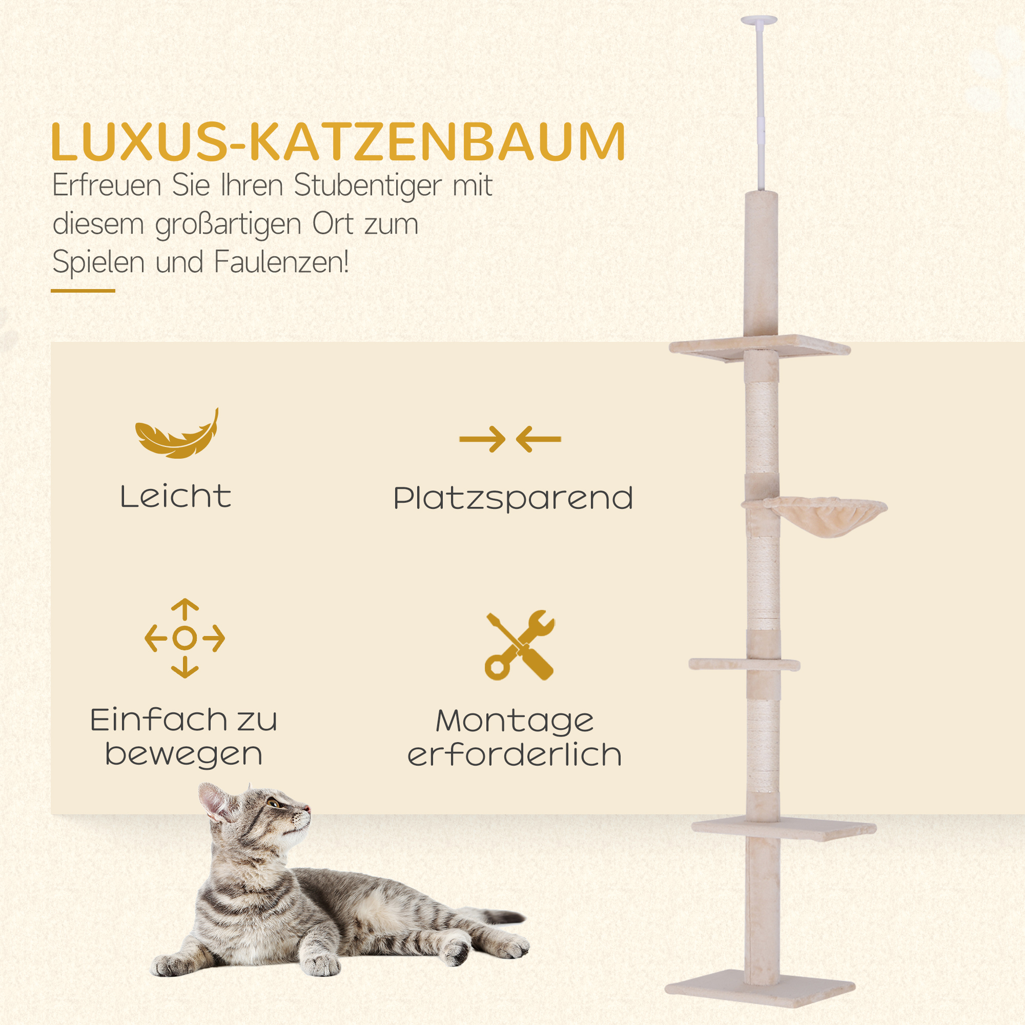 Katės draskyklė 40 × 34 × 230–260 cm 3