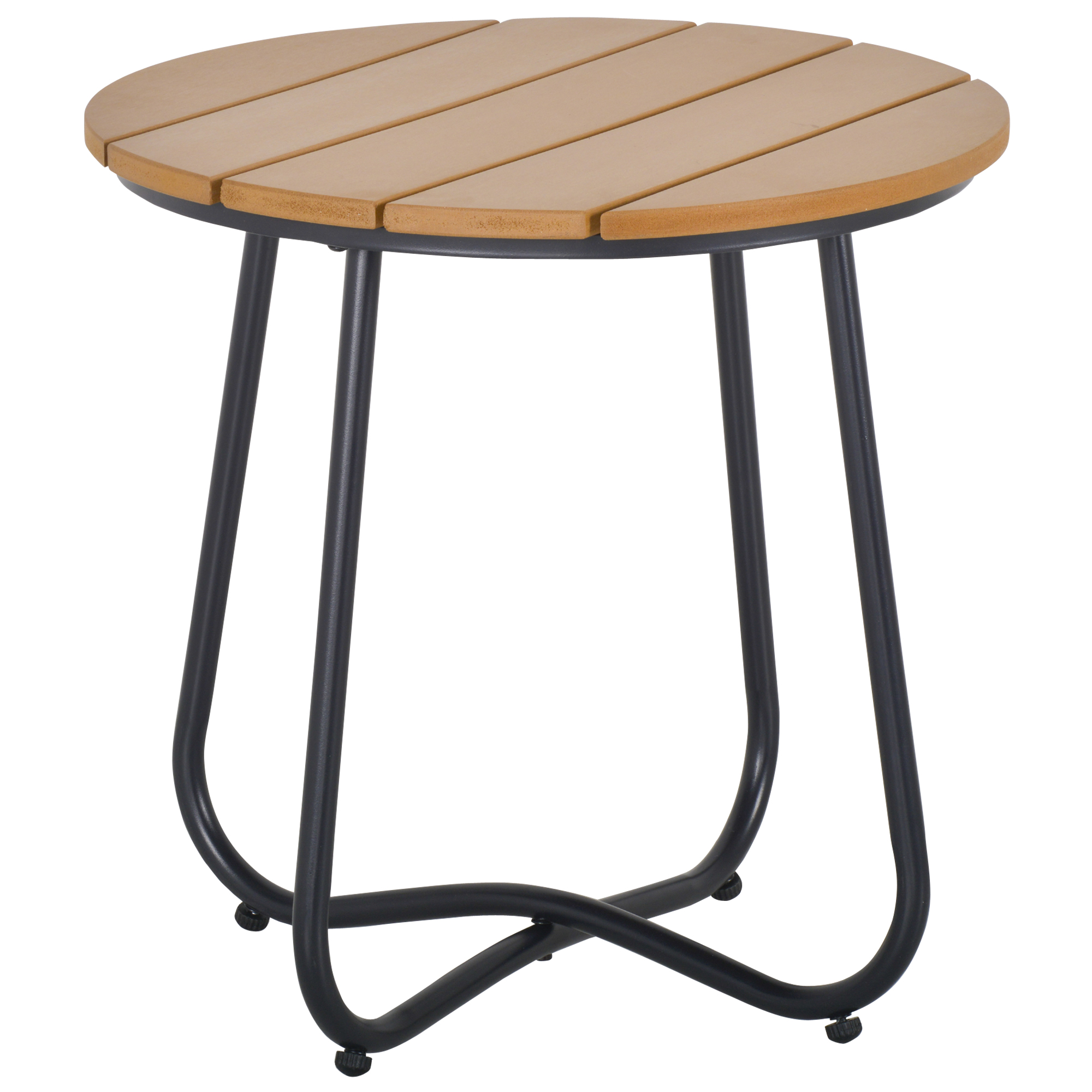 Lauko stalas su reguliuojamomis kojelėmis, rudas, Ø49 × 48 cm