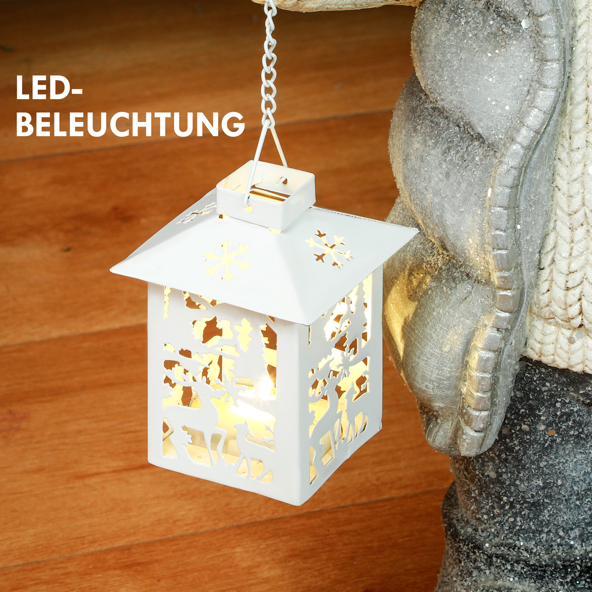 Kalėdinė briedžio statulėlė su LED žibintu, įvairiaspalvė, 25,5 × 19,5 × 52 cm 3