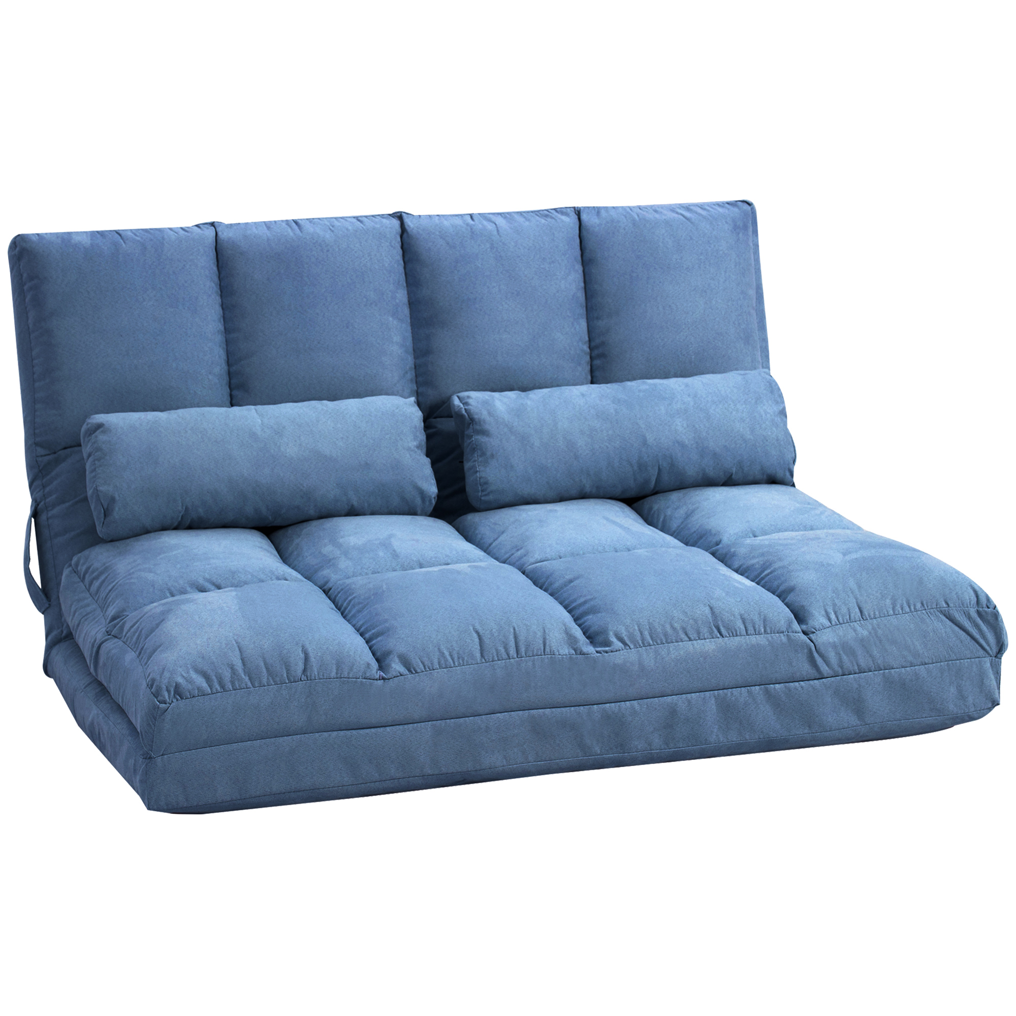 Sulankstoma grindų sofa su reguliuojamu atlošu, mėlyna, 102cm