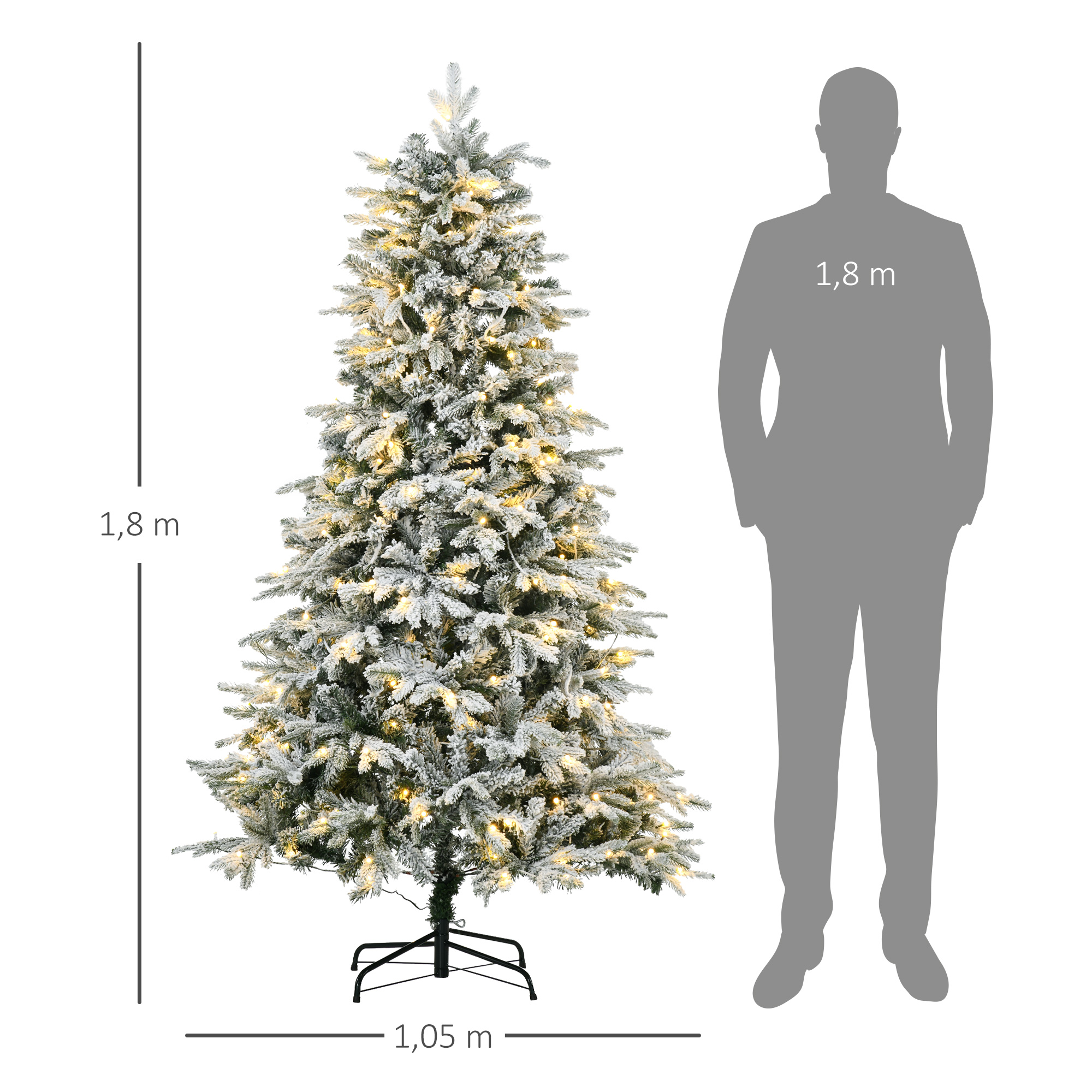 Dirbtinė kalėdinė eglutė su LED lemputėmis ir dirbtiniu sniegu, žalia, 180 cm 2