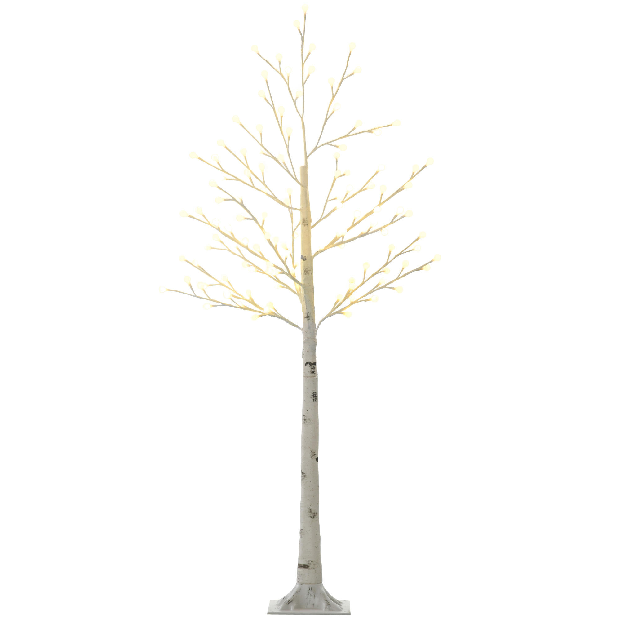 LED šviečiantis medis su 120 LED lempučių ir 3 ryškumo lygiais, baltas, 20 × 20 × 150 cm