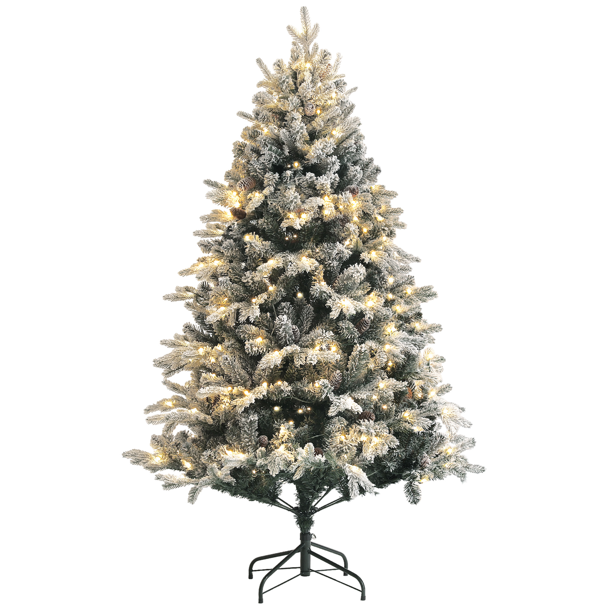 Dirbtinė kalėdinė eglutė su LED apšvietimu, apsnigta, žalia, 180 cm
