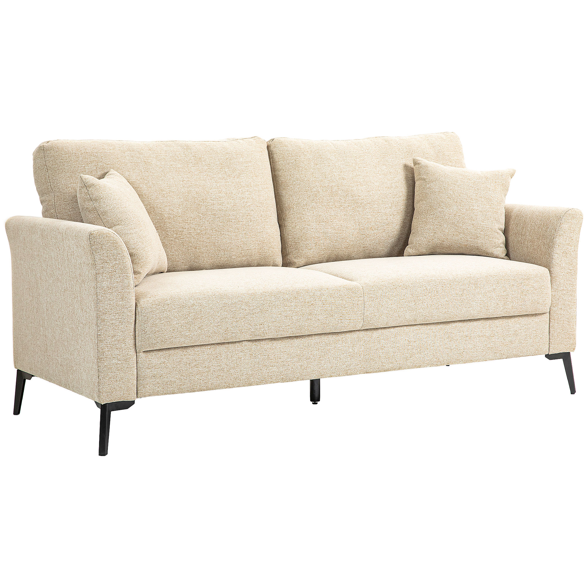 Dvivietė sofa su nuimamomis pagalvėmis ir storu paminkštinimu, smėlinės spalvos , 179 x 80 x 89 cm
