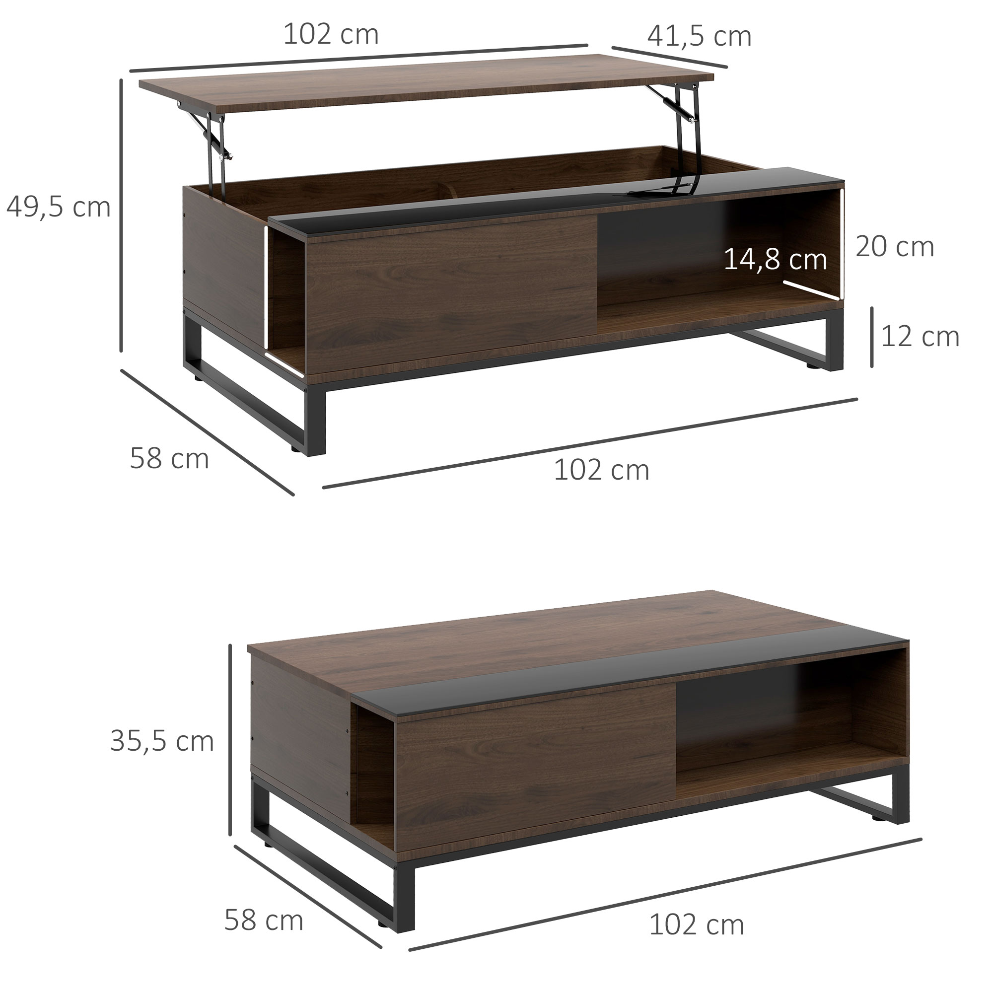 Kavos staliukas 102 × 58 × 35,5 cm 2