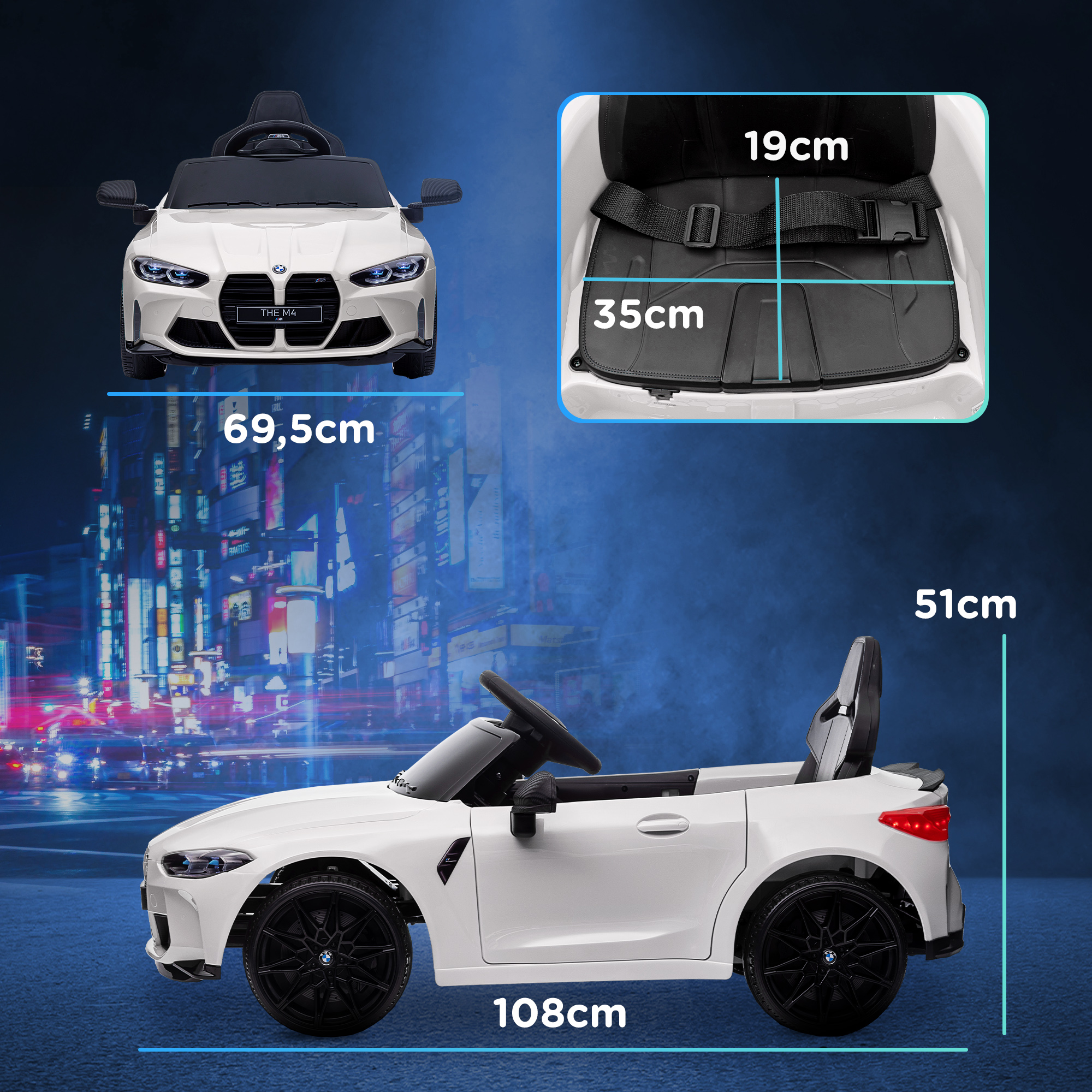 Vaikiškas elektromobilis BMW M4 baltas 2