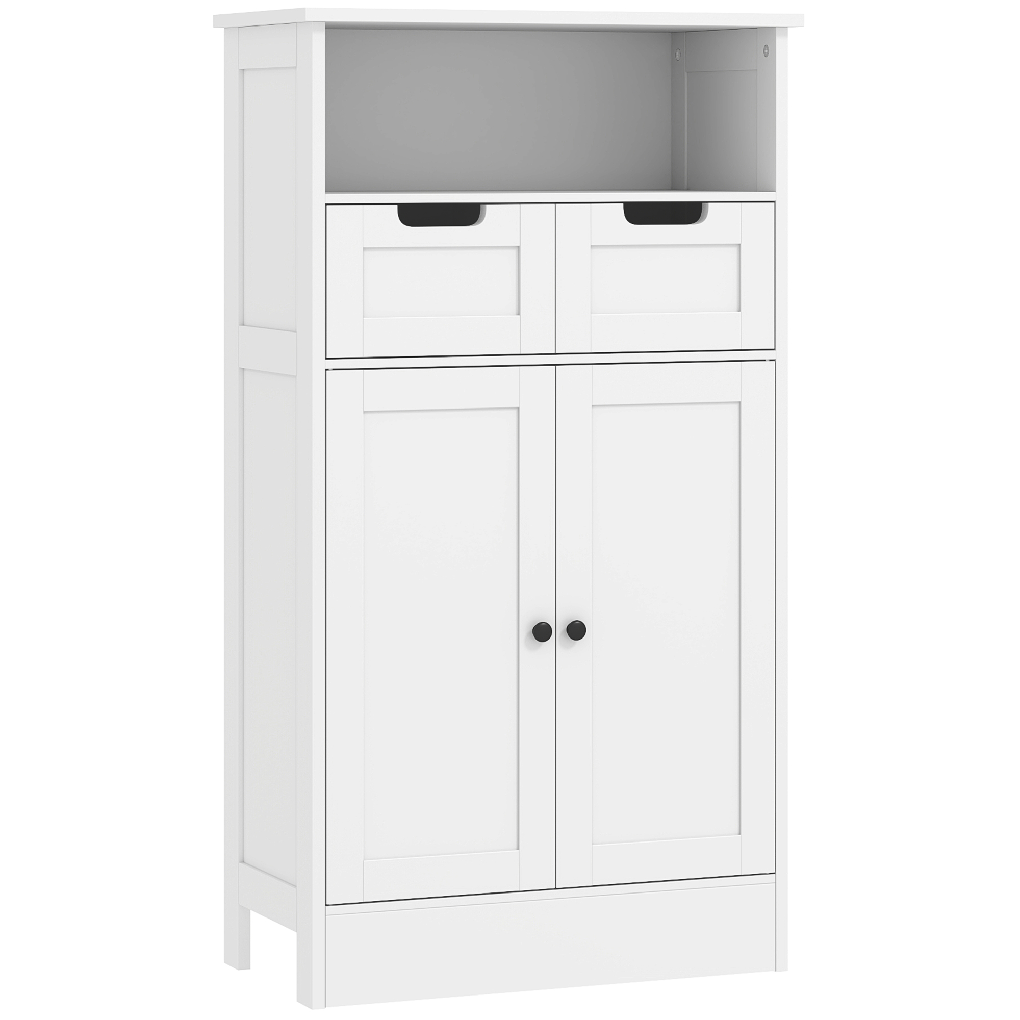 Vannas istabas skapis ar 2 atvilktnēm un regulējamu plauktu, balts, 60 × 30 × 108,8 cm