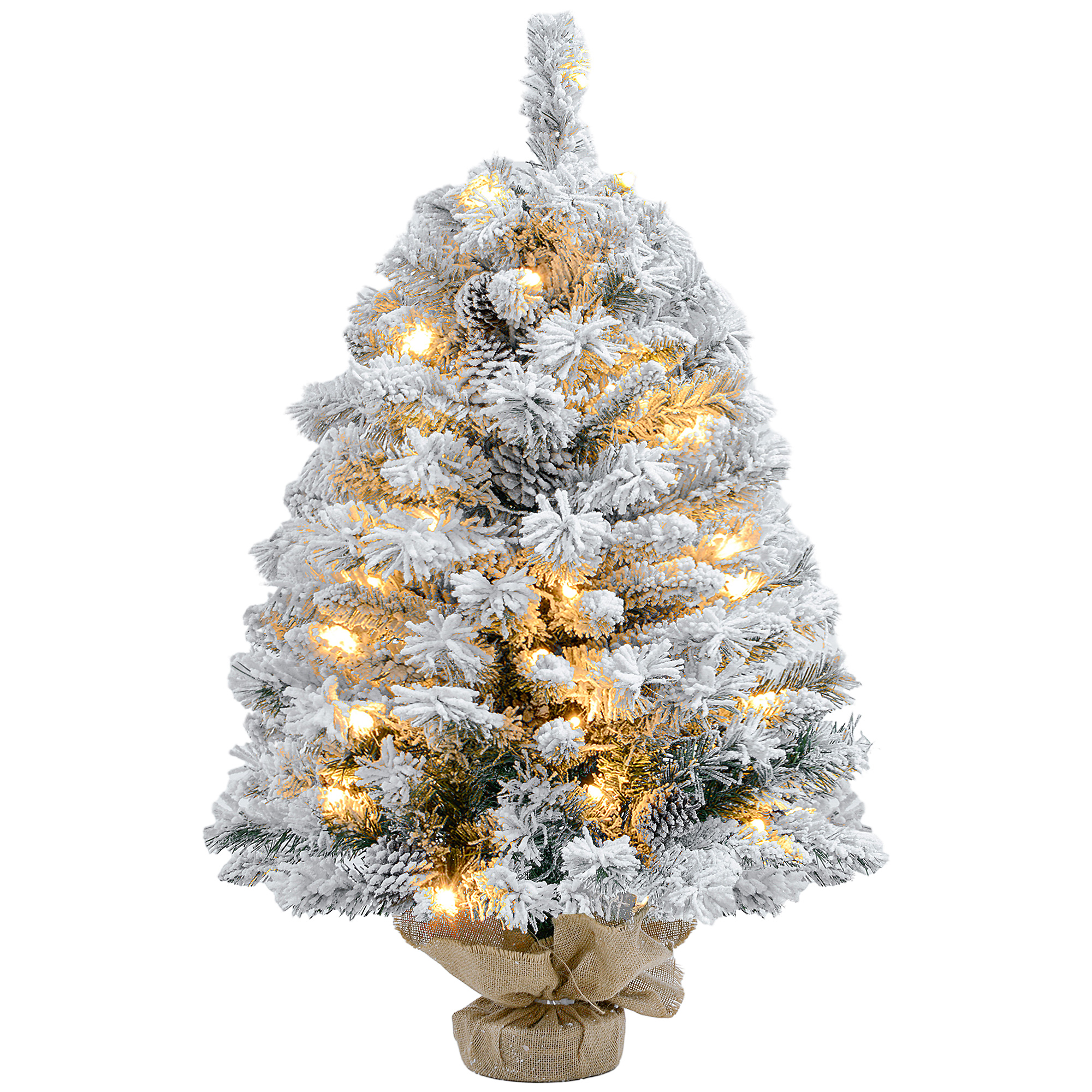 Kalėdinė eglutė su LED lemputėmis, apsnigta, žalia, 92 cm
