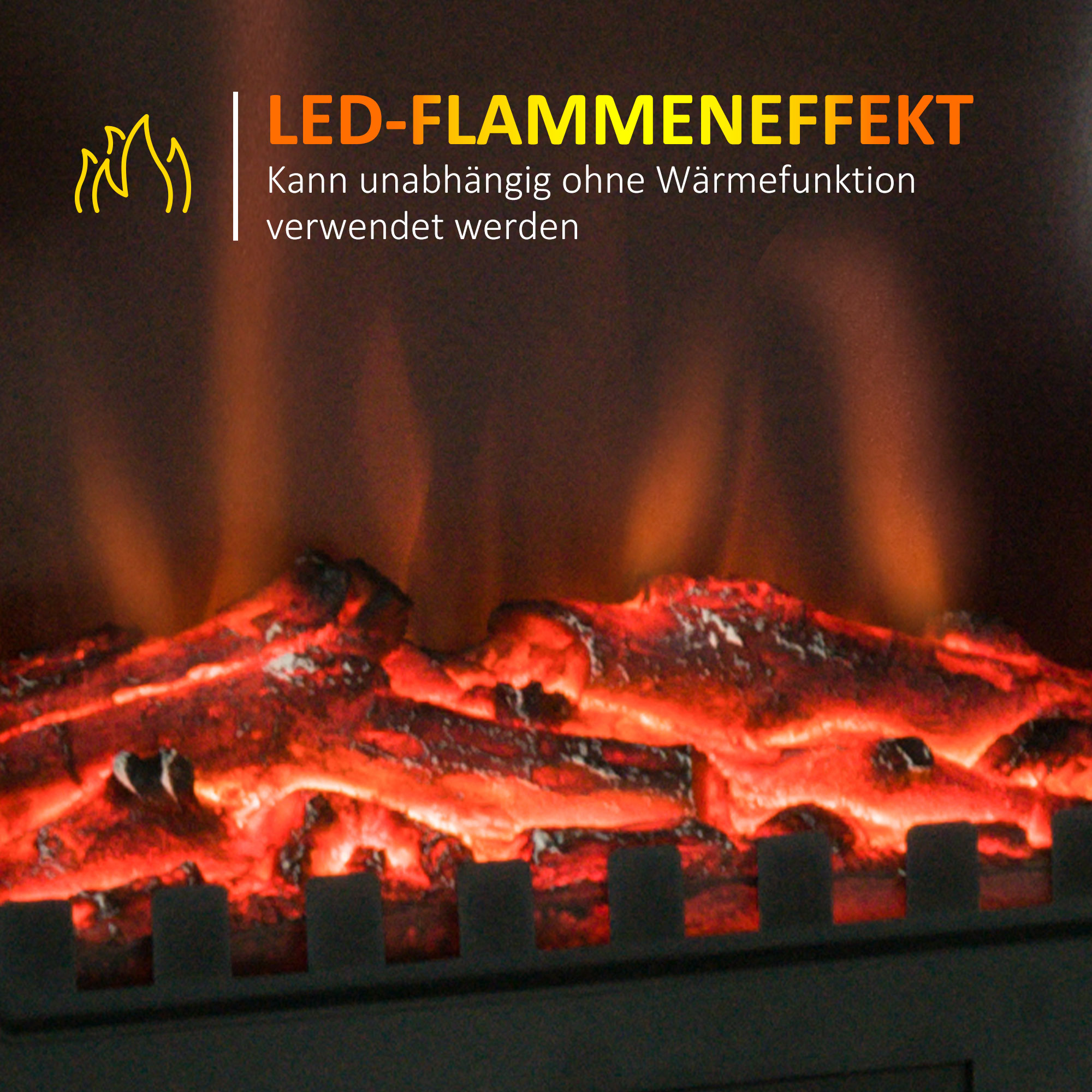 Elektros židinys su LED liepsnos efektu, 1000/2000 W, 39 × 23 × 56,5 cm 3