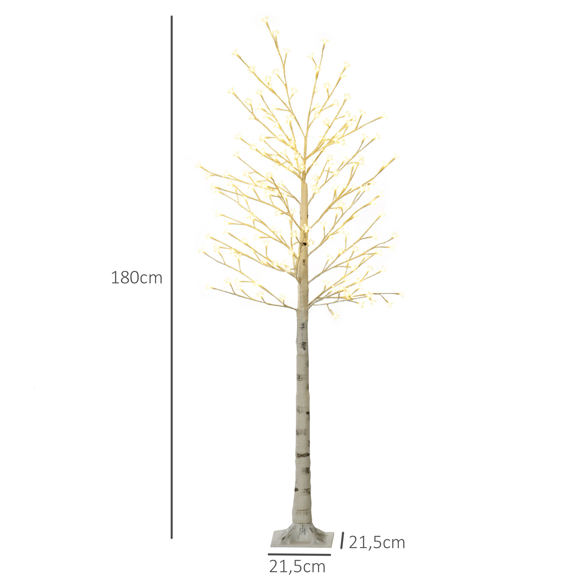 LED dekoratyvinis medis su 180 LED ir 3 ryškumo lygiais, baltas, 21,5 x 21,5 x 180 cm 2
