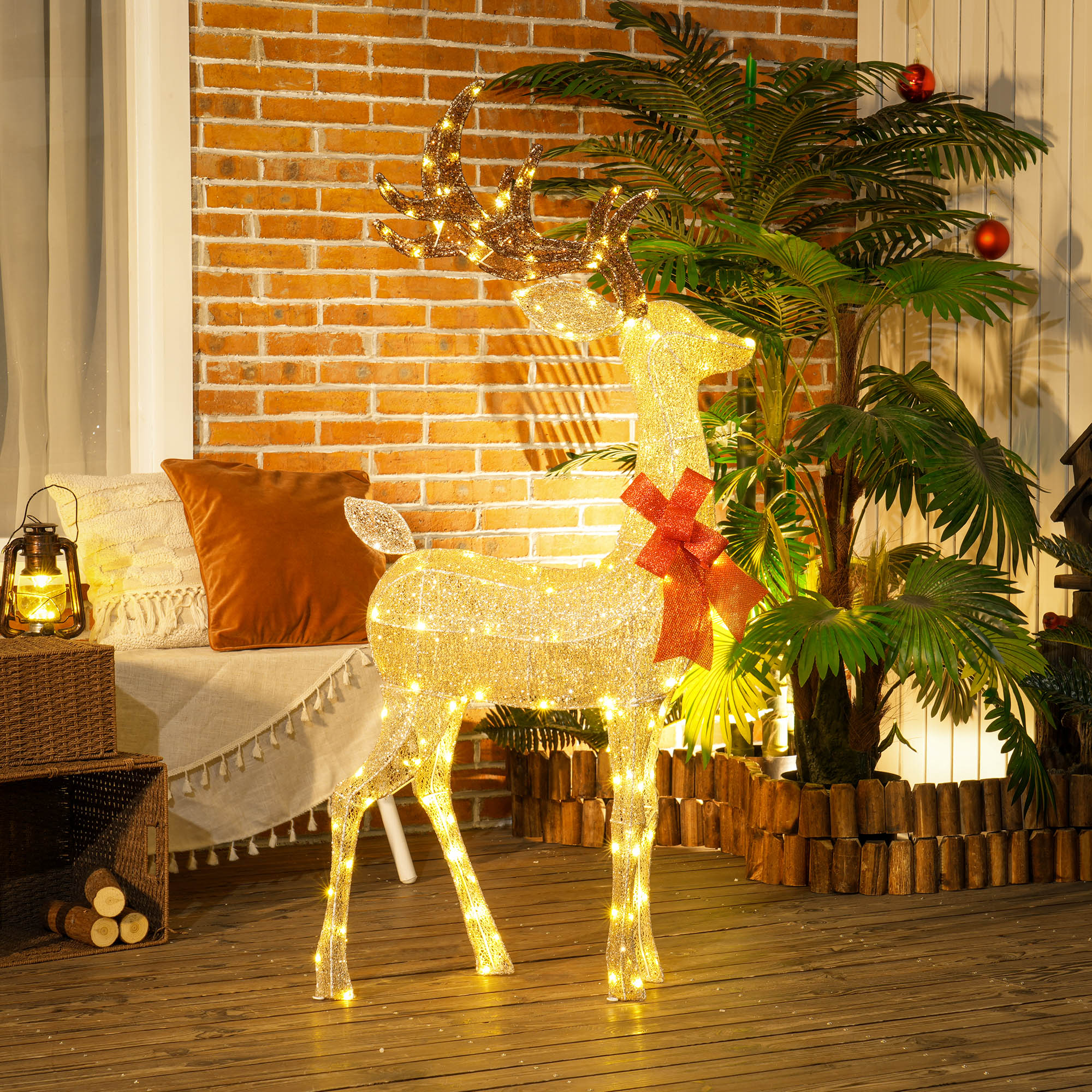 LED elnias, 137 LED, auksinės spalvos, 66 × 25 × 135 cm
