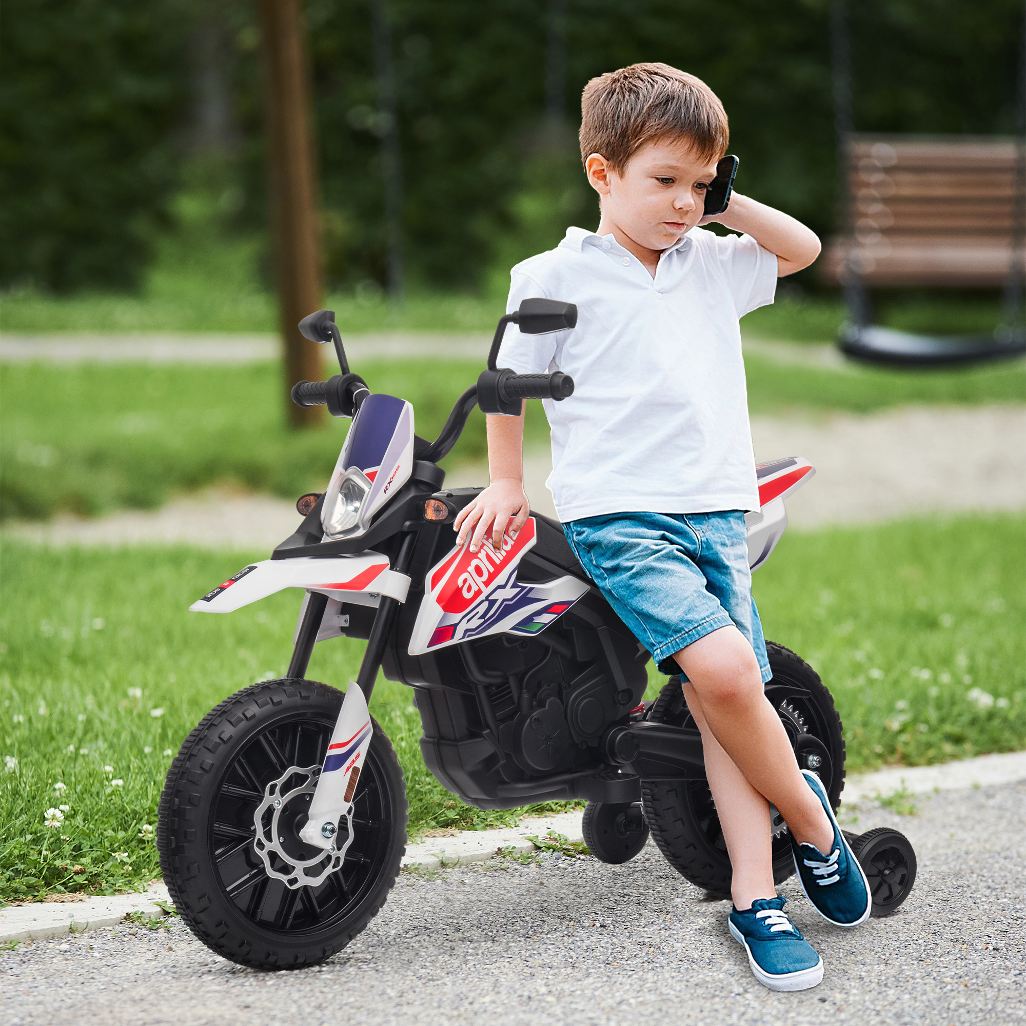 Vaikiškas motociklas baltas